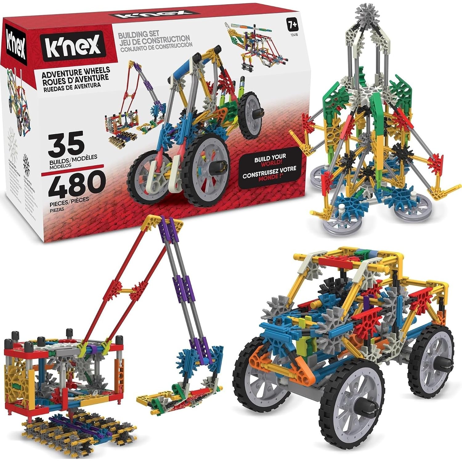 Basic Fun K'NEX , Ultimate Building Set 35 Model , Educational Toys for Kids, 480 Piece Engineering and Construction STEM Learning Kit for Children Ages 7+, (Packaging may vary)