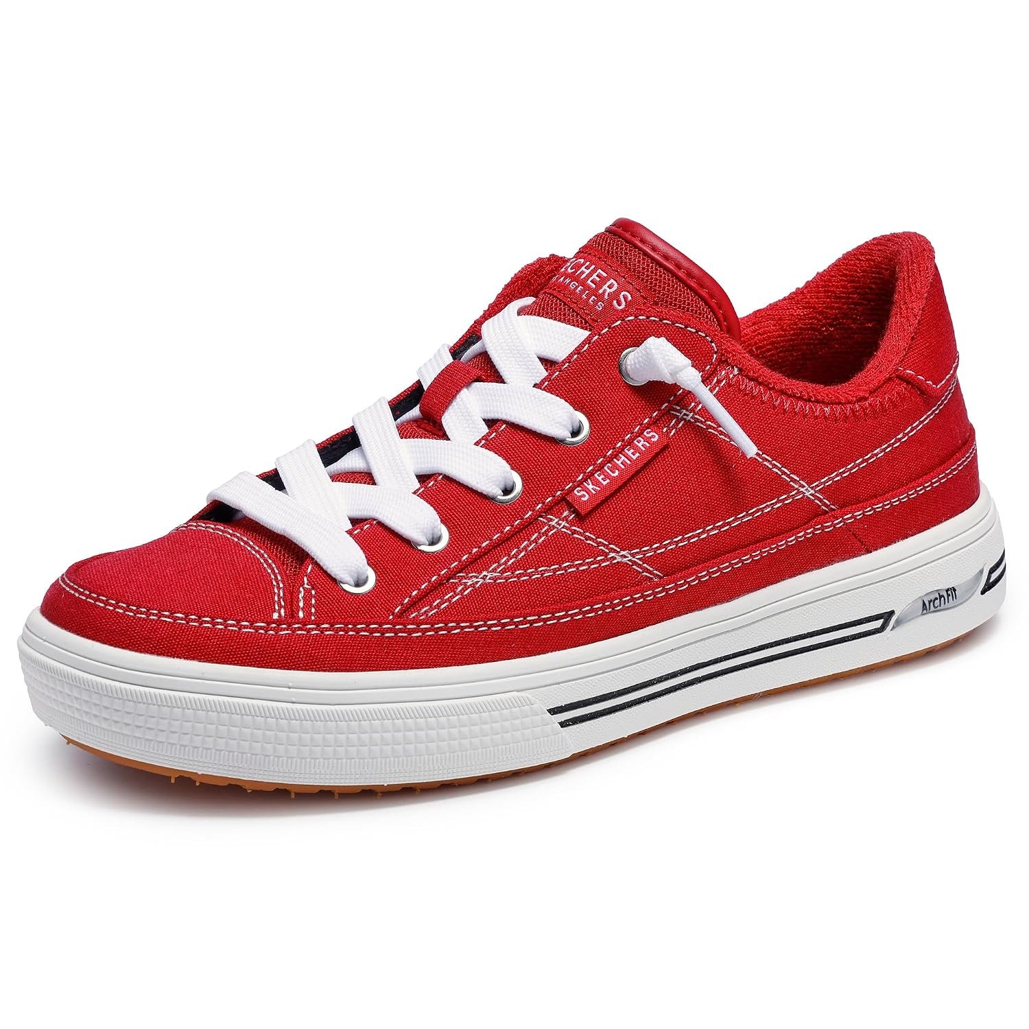 Skechers Women's Arcade Arch Fit-Arcata Sneaker, Red Excursion Plain Getaway Solids, 2.5 UK