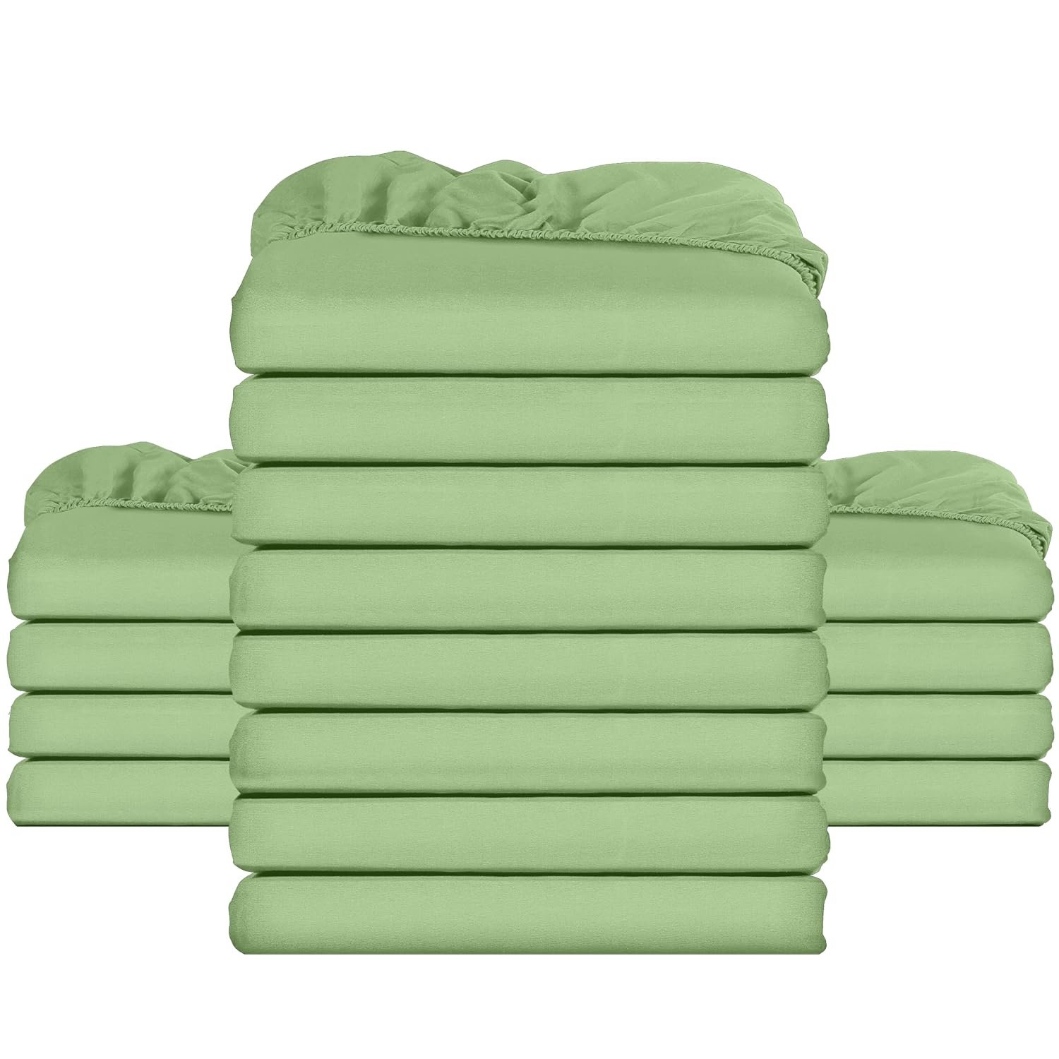 Utopia Bedding Fitted Sheet Bulk Pack of 16 Pieces - Super King, Sage - Deep Pocket - Easy Care Soft Brushed Microfibre Fabric - Shrinkage and Fade Resistant - Bottom Sheet