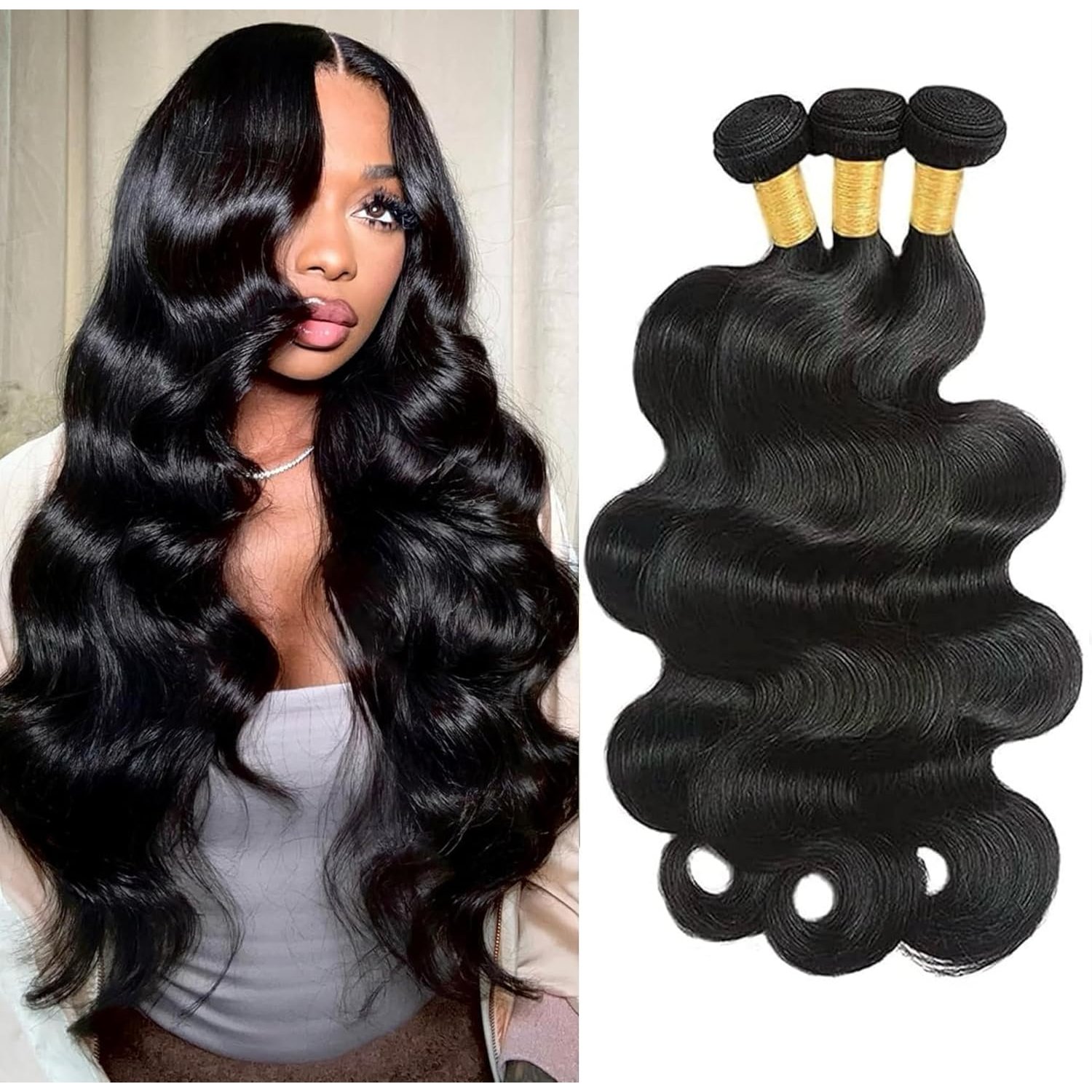Body Wave Bundles Human Hair Bundles 10A Grade 100% Unprocessed Brazilian Virgin Hair Bundles Body Weave Wavy Bundles Human Hair (10 12 14)