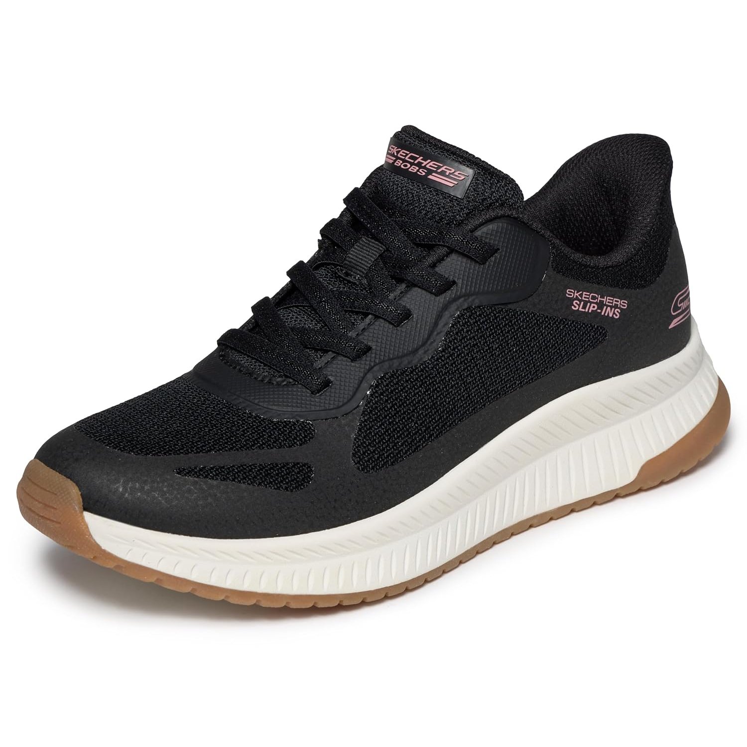 Skechers Women's Bobs Squad 4 Staple Look Trainers, Black Mesh Trim, 3.5 UK