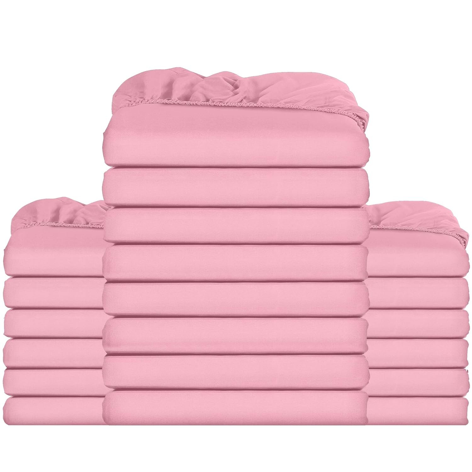 Utopia Bedding Fitted Sheet Bulk Pack of 20 Pieces - King, Pink - Deep Pocket - Easy Care Soft Brushed Microfibre Fabric - Shrinkage and Fade Resistant - Bottom Sheet