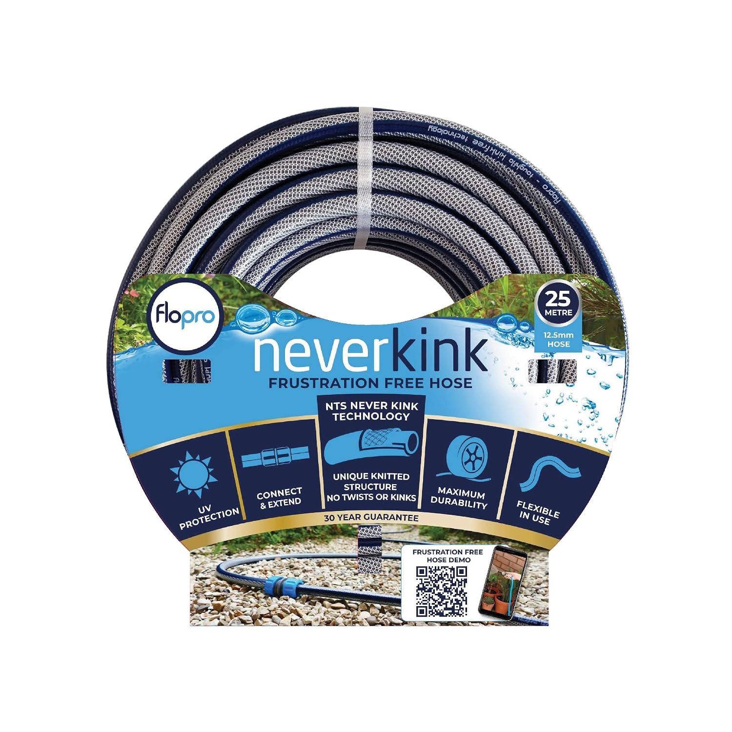 Flopro 70309031 Flex-flo Kink Free Technology Hose 25m, Blue