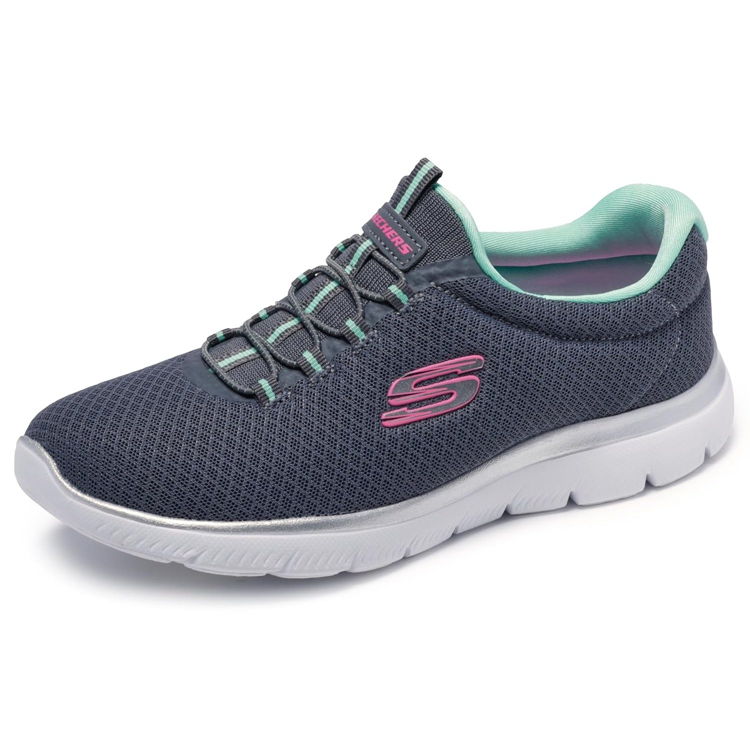 Skechers Women's Summits Sneaker, Grey Anthracite Green, 3.5 UK