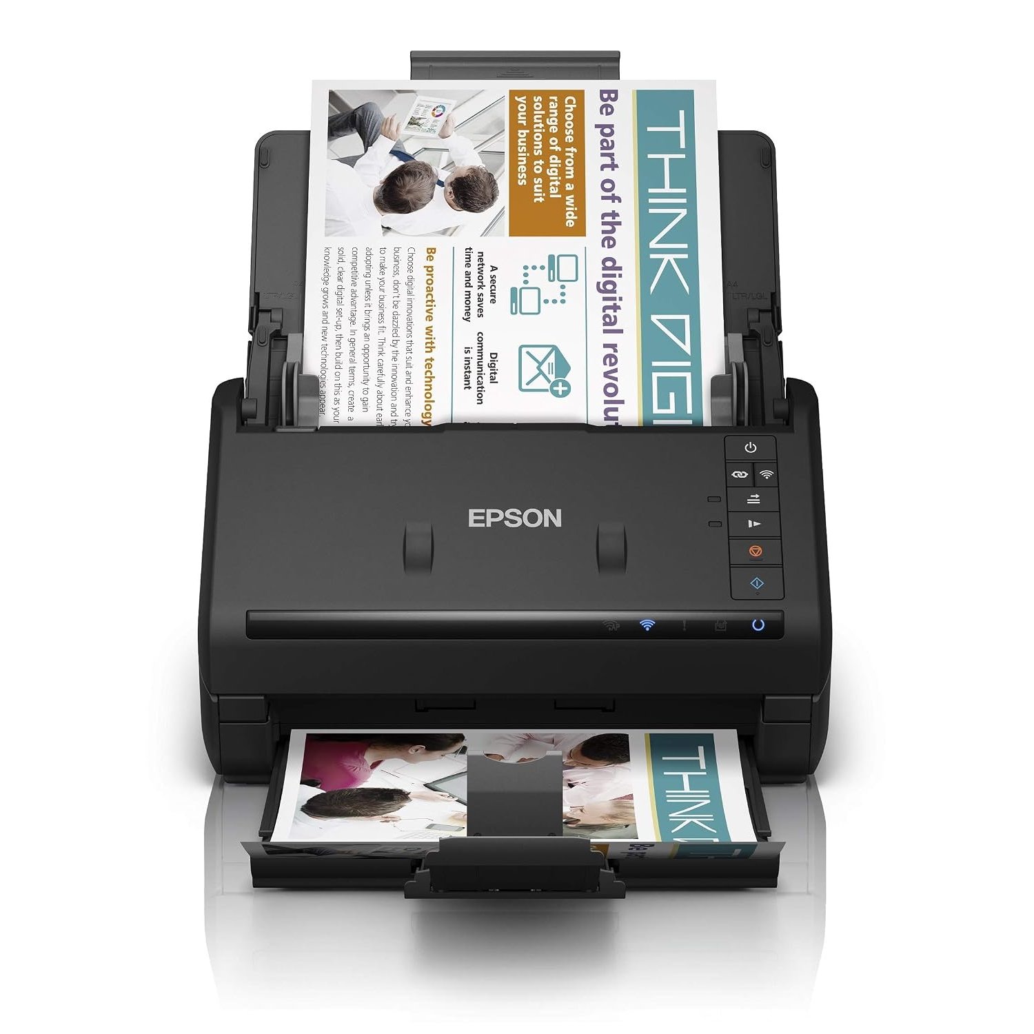 Epson WorkForce ES-500WII Wi-Fi and USB 3.0, High-speed (35ppm), Up to A4 (27-413 GSM), 50 Page Auto Feed Colour Scanner with OCR Software