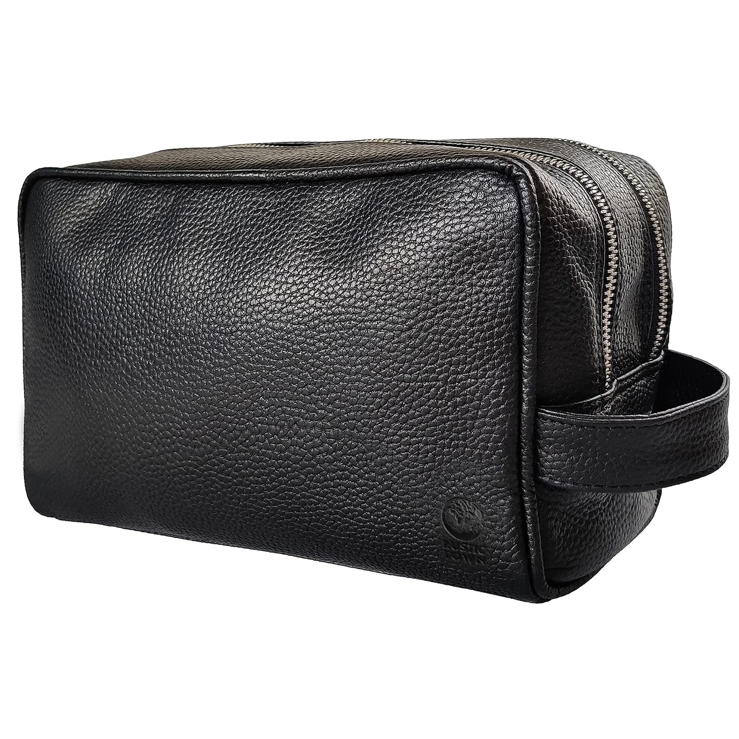 Full Grain Leather Handmade Travel Toiletry Bag - Wash Bag, Shaving Kit and Make Up Kit - Travel Gift for Men and Women by Rustic Town