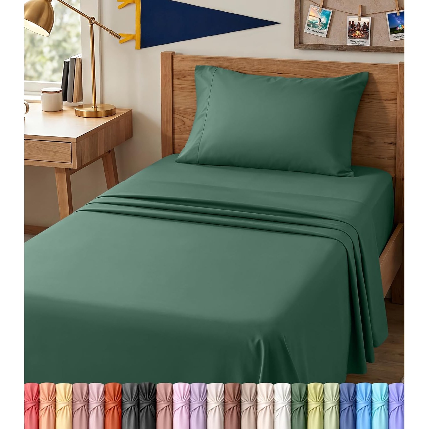 Utopia Bedding Twin XL Sheet Set – 3 Piece Bed Sheets for Twin XL Size Bed, Soft and Breathable Microfiber, Includes 1 Fitted Sheet, 1 Flat Sheet and 1 Pillowcase (Emerald)