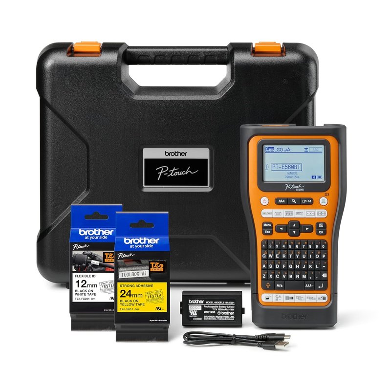 Brother PT-E560BTVP Electrician label printer | Prints up to 24mm | Bluetooth | Pro Label Tool app Connectivity | Dual auto- cutter | USB-c connectivity