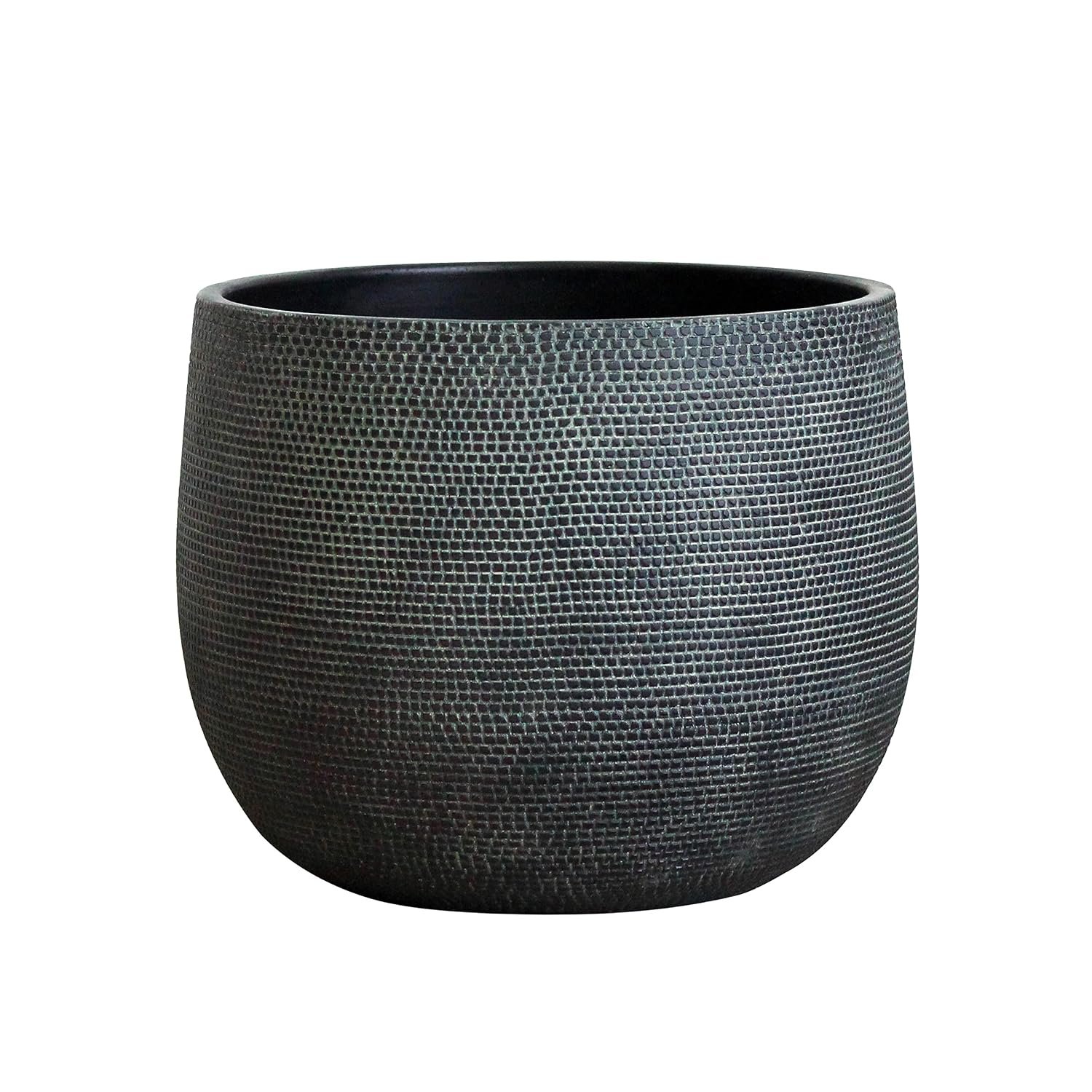 Olly & Rose Barcelona Ceramic Plant Pot - Flower Pots - Plant Pots Indoor & Outdoor Planters (Black, 25cm)