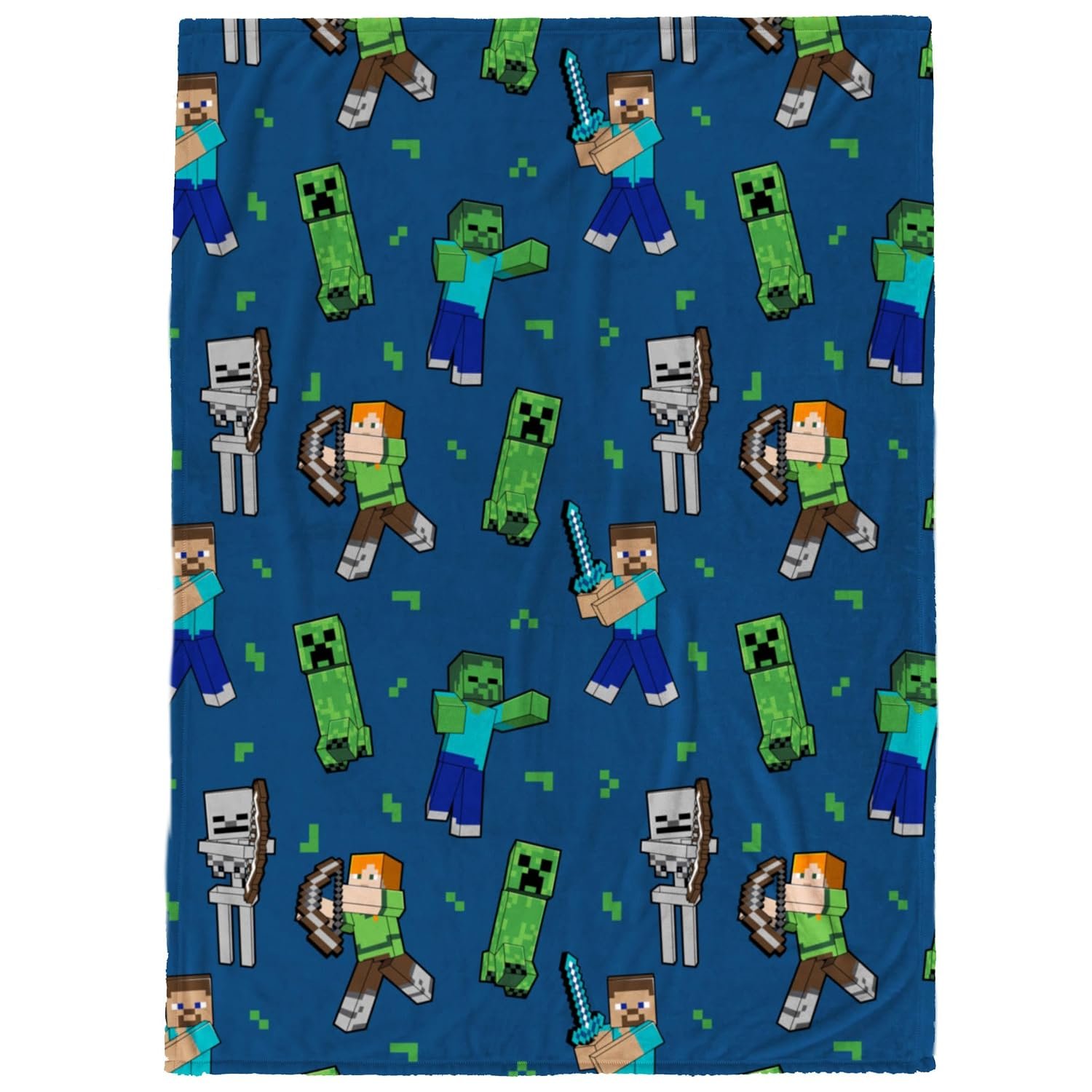Jay Franco Kids Minecraft Plush Throw Blanket – 130x150cm Soft & Cosy Fleece Throw for Bedroom & Sofa Décor, Official Licensed Product, Blue