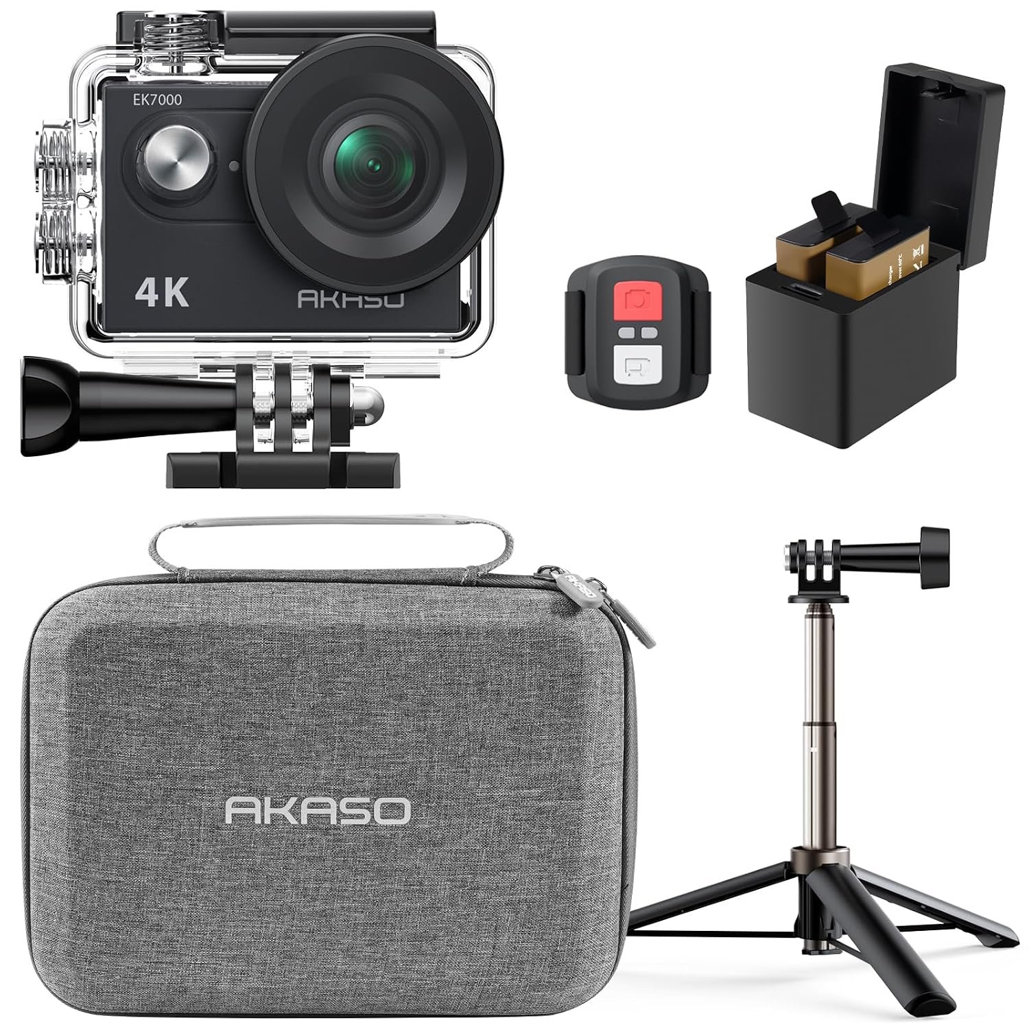 AKASO EK7000 Action Camera Selfie Stick Bundle