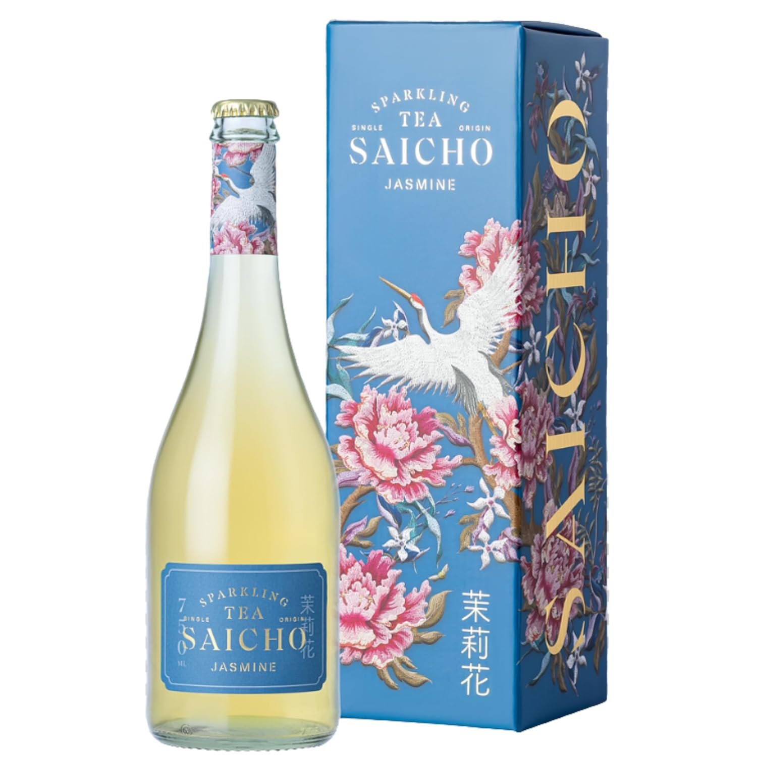 Saicho | Luxurious Non-Alcoholic Jasmine Sparkling Tea - Apple Sherbet, Lychee & Vanilla Notes - 750ml Bottle - Gift box included