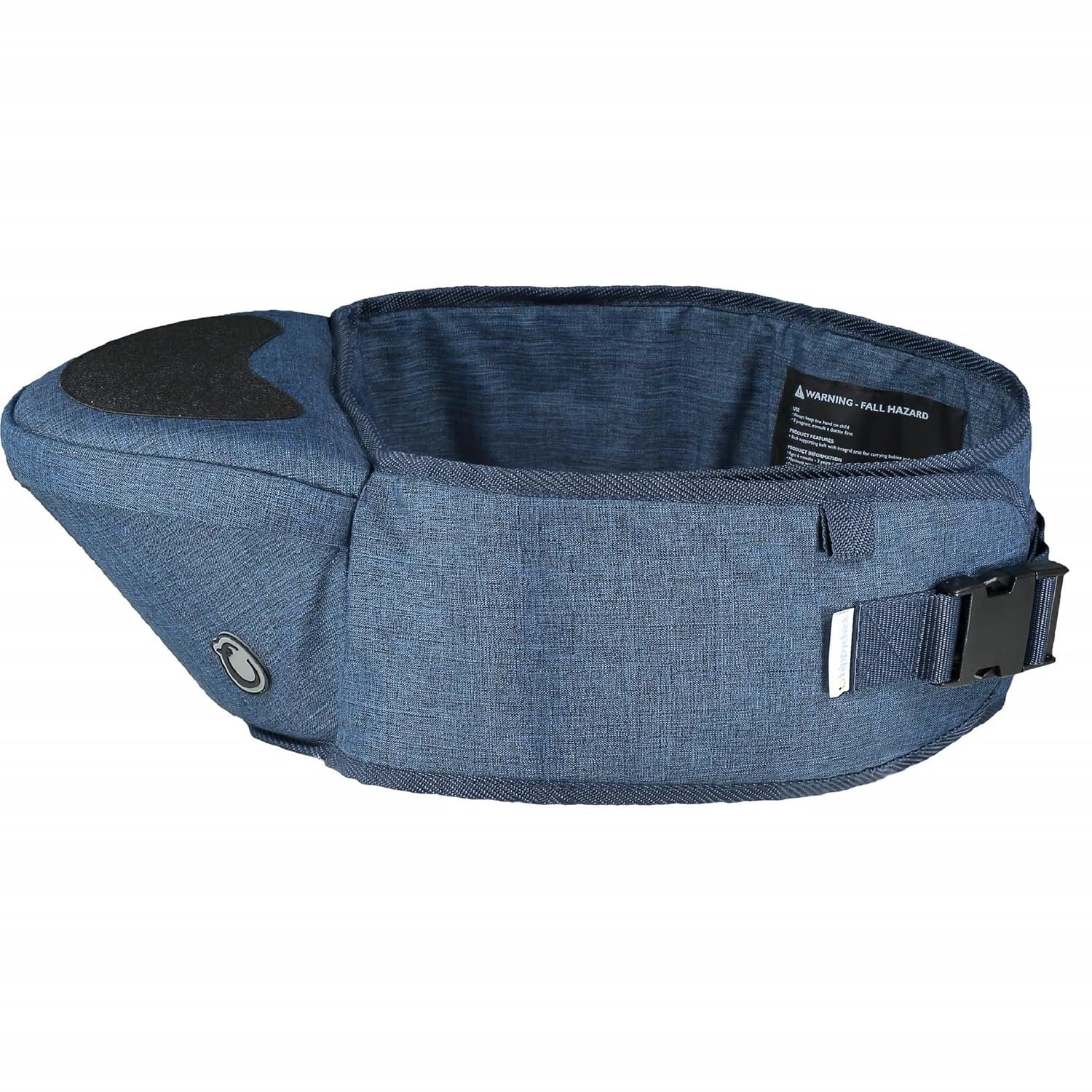 Hippychick Baby Hipseat Carrier for Ages 6-36 Months with Adjustable Strap - Lightweight Back-Saving Support Waist Stool Toddler Carrier - Denim Blue
