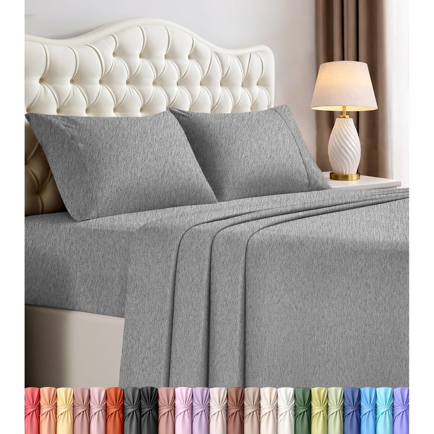 Utopia Bedding Queen Bed Sheets Set - 4 Piece Bedding - Brushed Microfiber - Shrinkage and Fade Resistant - Easy Care (Queen, Heather Grey)