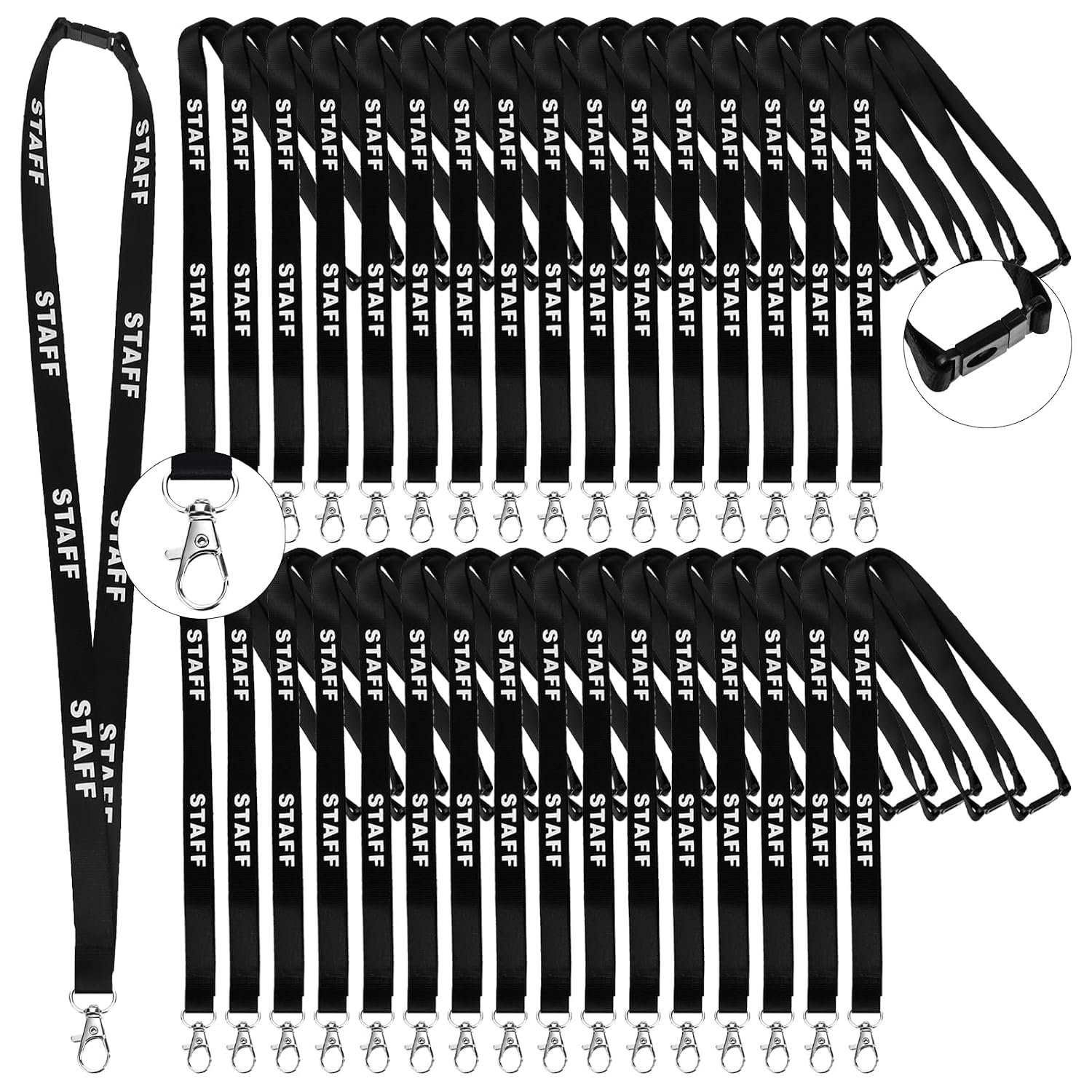 30Pcs Staff LANYARDS Staff Badge Lanyard Keychain Lanyards Wrist Neck Lanyards Keychain Badge Holder Phone String Holder Lanyard Staff Lanyard Metal Clip for Identity Id Card Pass Badge Holder