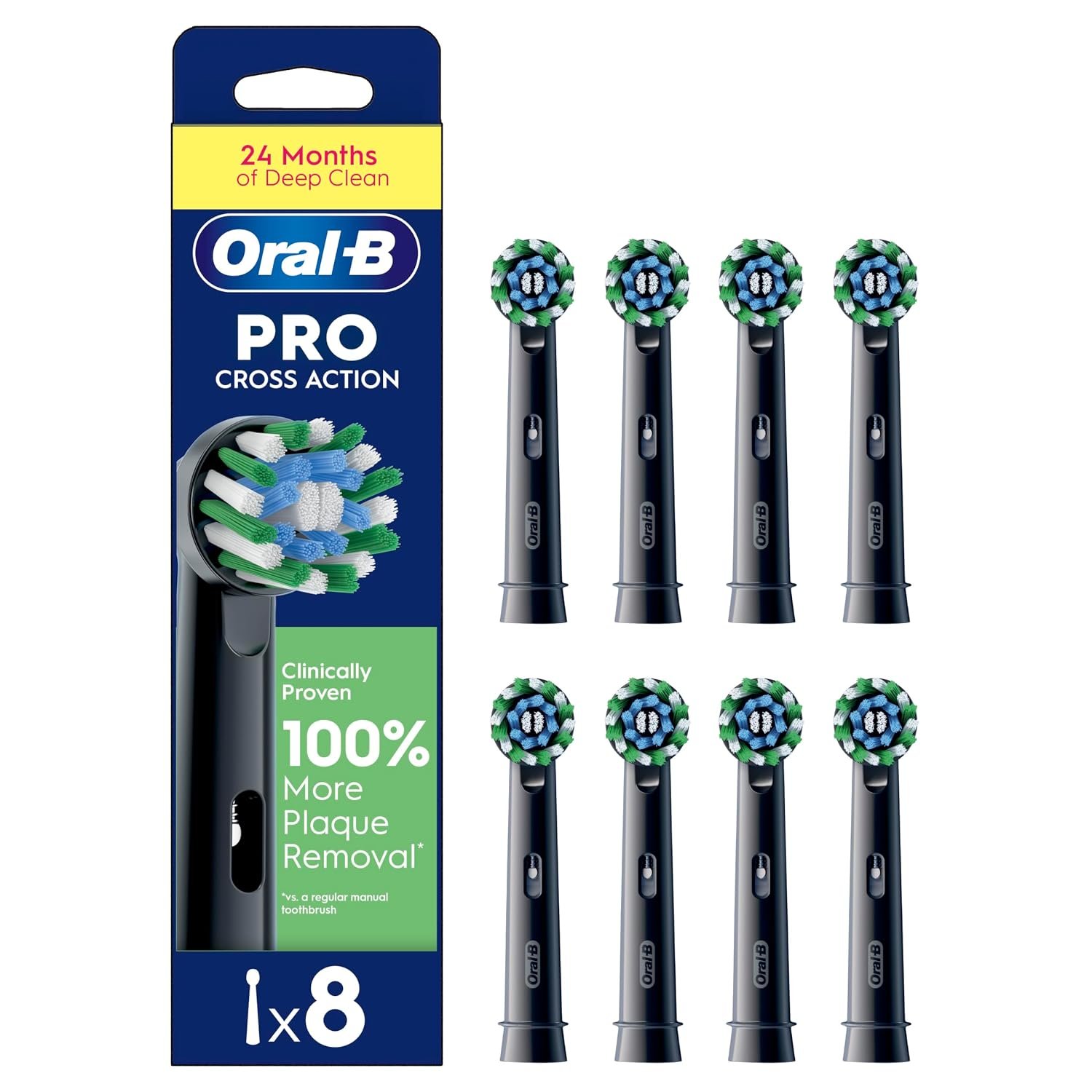 Oral-B Pro Cross Action Electric Toothbrush Heads, 8 Count, Black