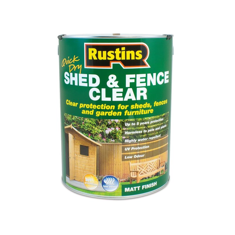 Rustins Shed & Fence Clear 5L - Advanced Wood Protector for Outdoor Structures