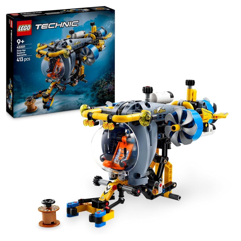 LEGO Technic Deep-Sea Research Submarine Toy - Vehicle Set with Spinning propellers, Air tanks and a cockpit for Imaginative Play - Birthday Gift for 9+ Year Old Boys & Girls 42201