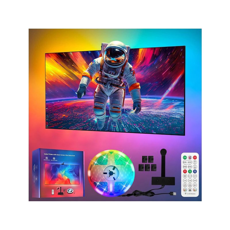 GHPFLOXQY TV LED Backlight with Screen Sync, 3.8m Cuttable LED Strip Lights for 55-65 Inch TV & PC Monitor, Music & Game Sync Colour Changing Lights