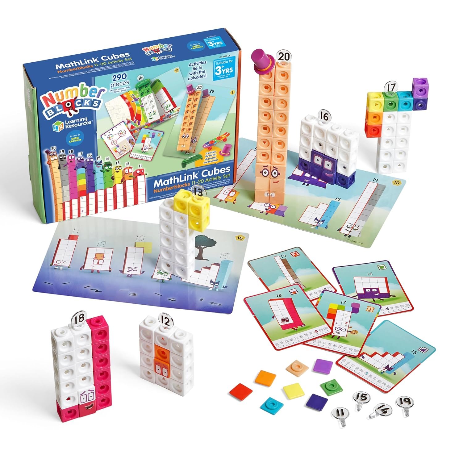 Learning Resources MathLink Cubes Numberblocks 11–20 Activity Set, Ages 3+, Numberblocks Toys, Build & Learn Early Maths with 30 Activities