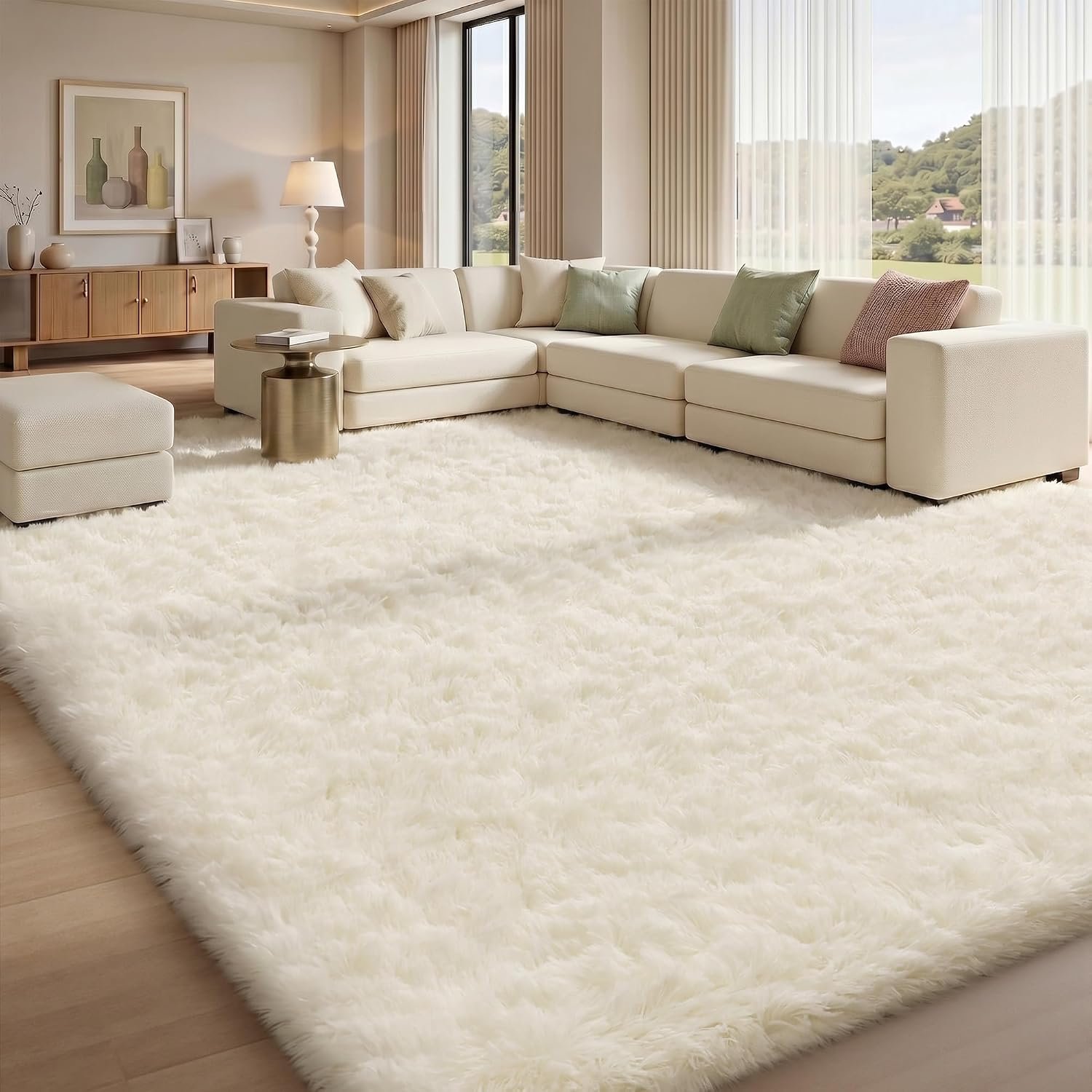 Sour Lemon Large Cream Rug for Living Room 300x425, Shaggy Rugs for Bedroom