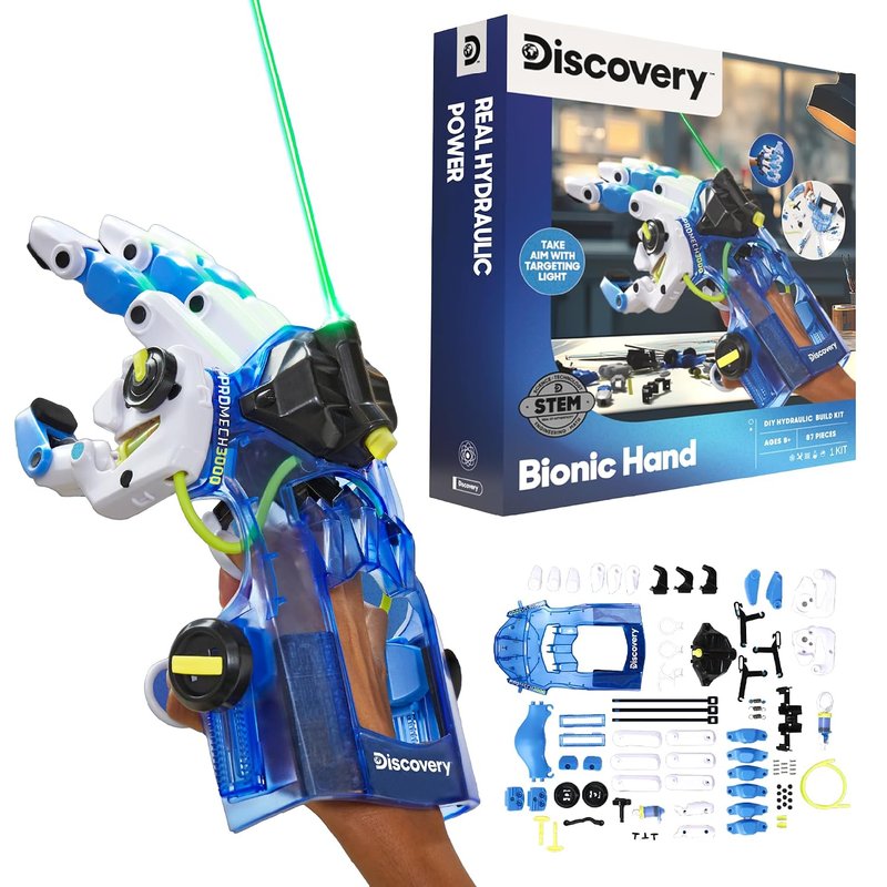DISCOVERY #MINDBLOWN - Toy DIY Bionic Hand - Build Your Own Robot Hand, Construction Set, Robotics Kit for Kids and Teens - Science Kit, for Kids - 87 Pcs DIY Hydraulic Cyborg Hand Kit