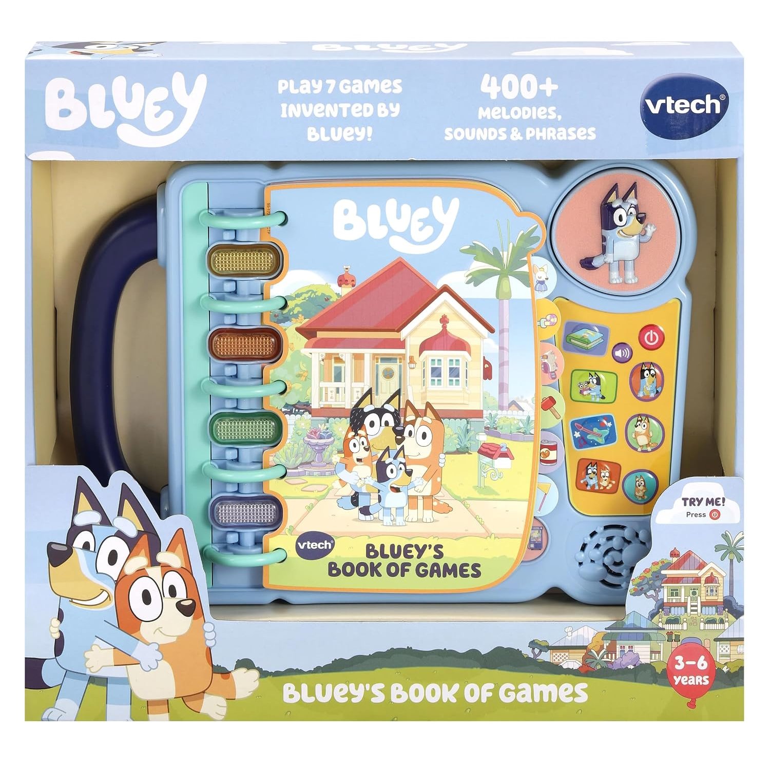 VTech Bluey’s Book of Games, Official Bluey Book, Interactive Childrens Book, Educational Activity Toy with 4 Learning Modes, Gift for Kids Ages 3, 4, 5, 6 Years, English Version