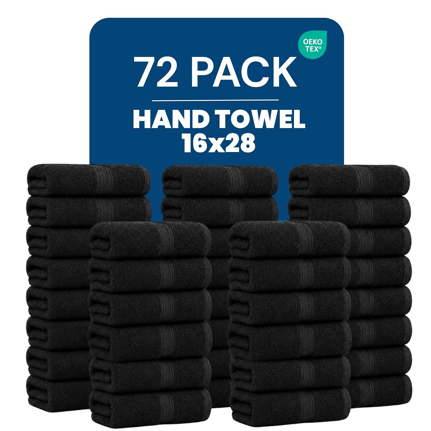 Utopia Towels - [72 Pack Premium Hand Towels - 100% Combed Ring Spun Cotton, Ultra Soft and Highly Absorbent, Extra Large Thick 41 x 71 cm, Hotel & Spa Quality (Black)