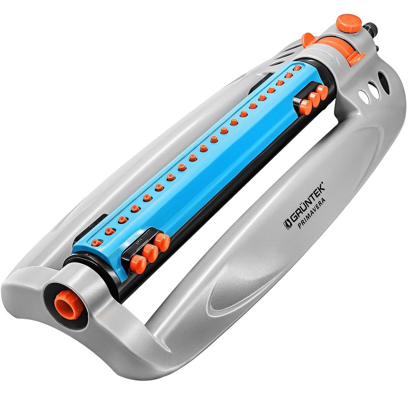 GRÜNTEK Oscillating Sprinkler up to 462 m2 with exzra strong valves. Rectangular lawn bar sprinkler for larges surfaces.