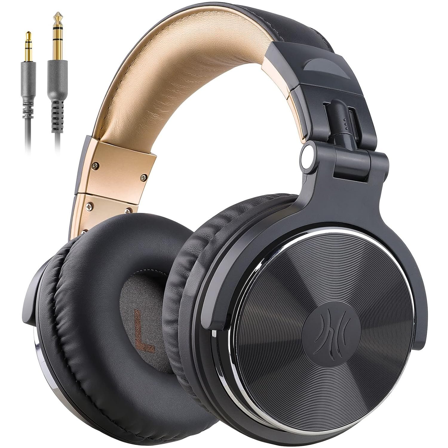 OneOdio Over Ear Headphone Studio Wired Bass Headsets with 50mm Driver, Foldable Lightweight Headphones with Shareport and Mic for DJ Recording Monitoring Mixing Podcast Guitar PC TV (Grey)