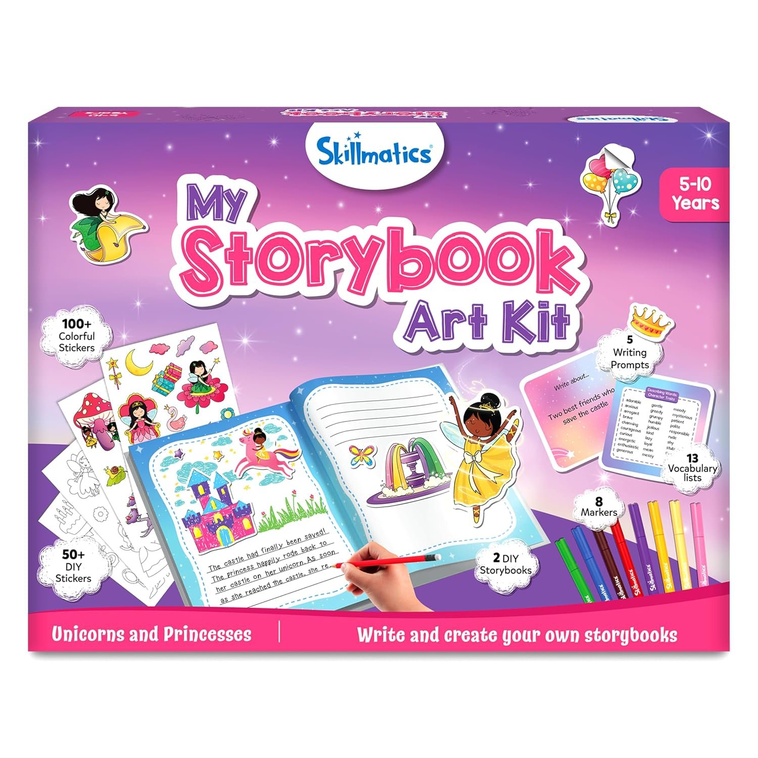 Skillmatics Storybook Art Kit - Create Fairytale Stories, DIY Craft & Writing Kit with 300+ Stickers, Scrapbooking & Journal Activity, Gifts for Kids Ages 5, 6, 7, 8, 9, 10