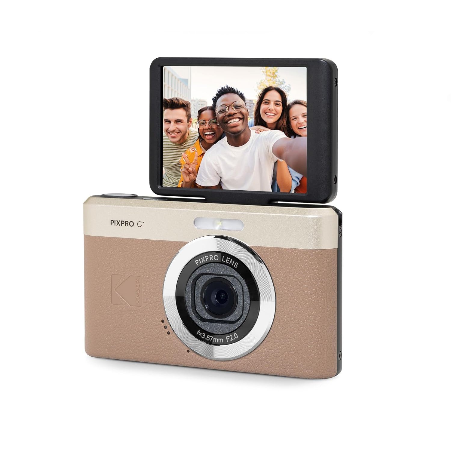 KODAK Pixpro C1 – Ultra-Compact Digital Camera | 13MP BSI CMOS, 4X Zoom, 2.8" LCD Screen, LED Flash – Marron