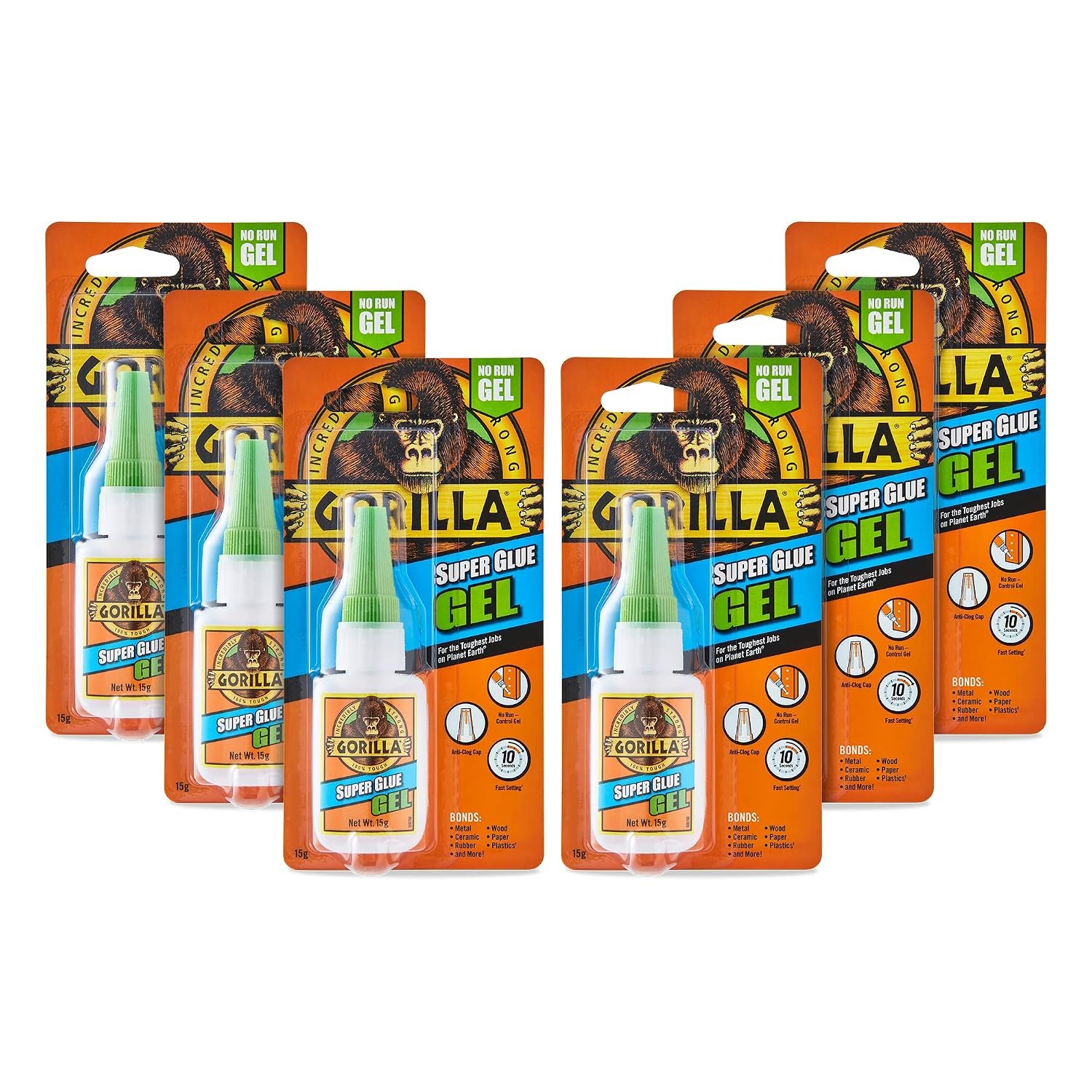 Gorilla Super Glue Gel Clear (6 Pack) 15g
