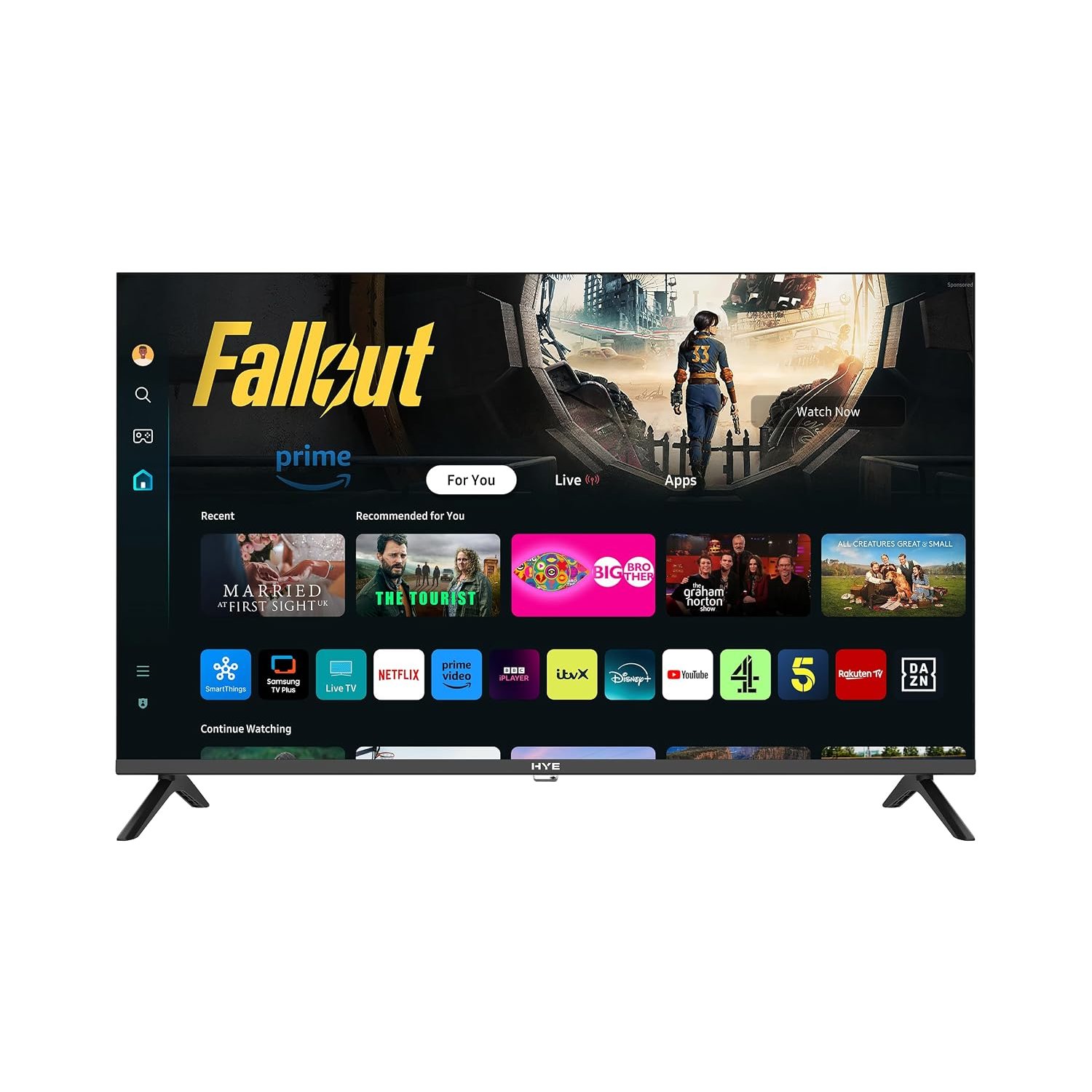 HYE TV - Smart TV, 32" Screen Size, HD Ready Resolution, Apple AirPlay, Samsung Tizen OS & Gaming Hub, Versatile Connectivity, Black, Perfect For Streaming, Gaming & Entertainment - 32HDS1008