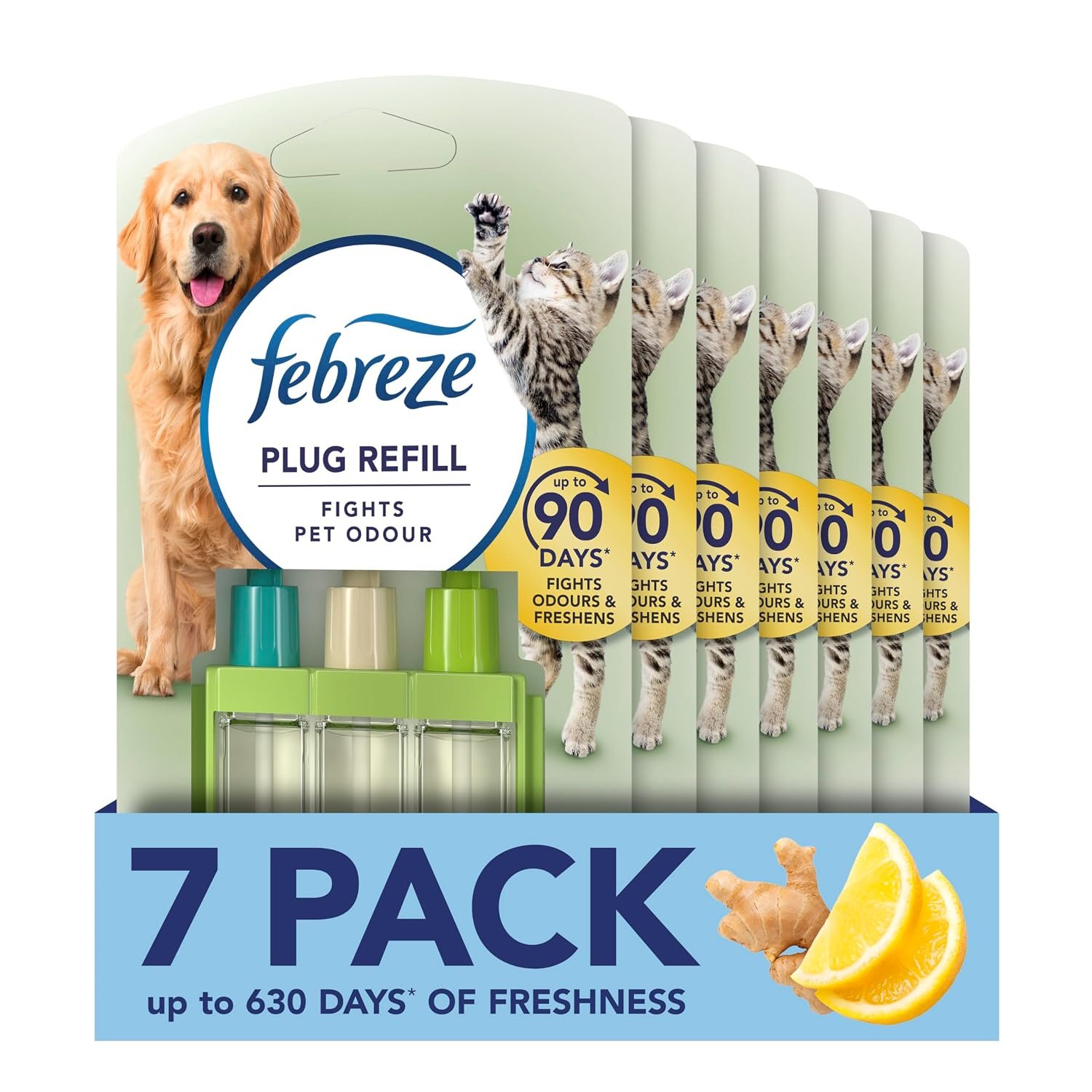 Febreze 3Volution Plug-In Air Freshener Refill, Pack of 7 (20ML x 7), Pet Odour Fighter, Fresh Scent