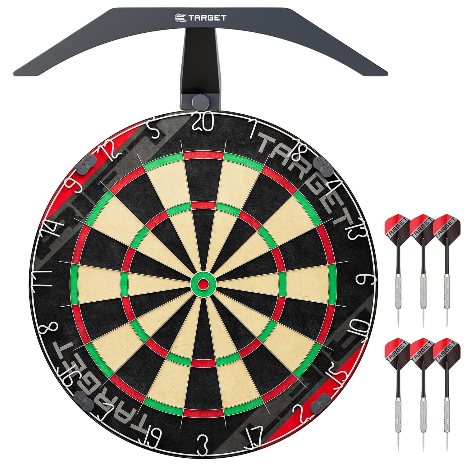 Target Darts Rift Dartboard and LED Light | Steel Tip Dart Board with Bright Dartboard Lighting | Staple-free Wire | Includes Two Sets of 17G Darts | Easy Assembly Complete Starter Set