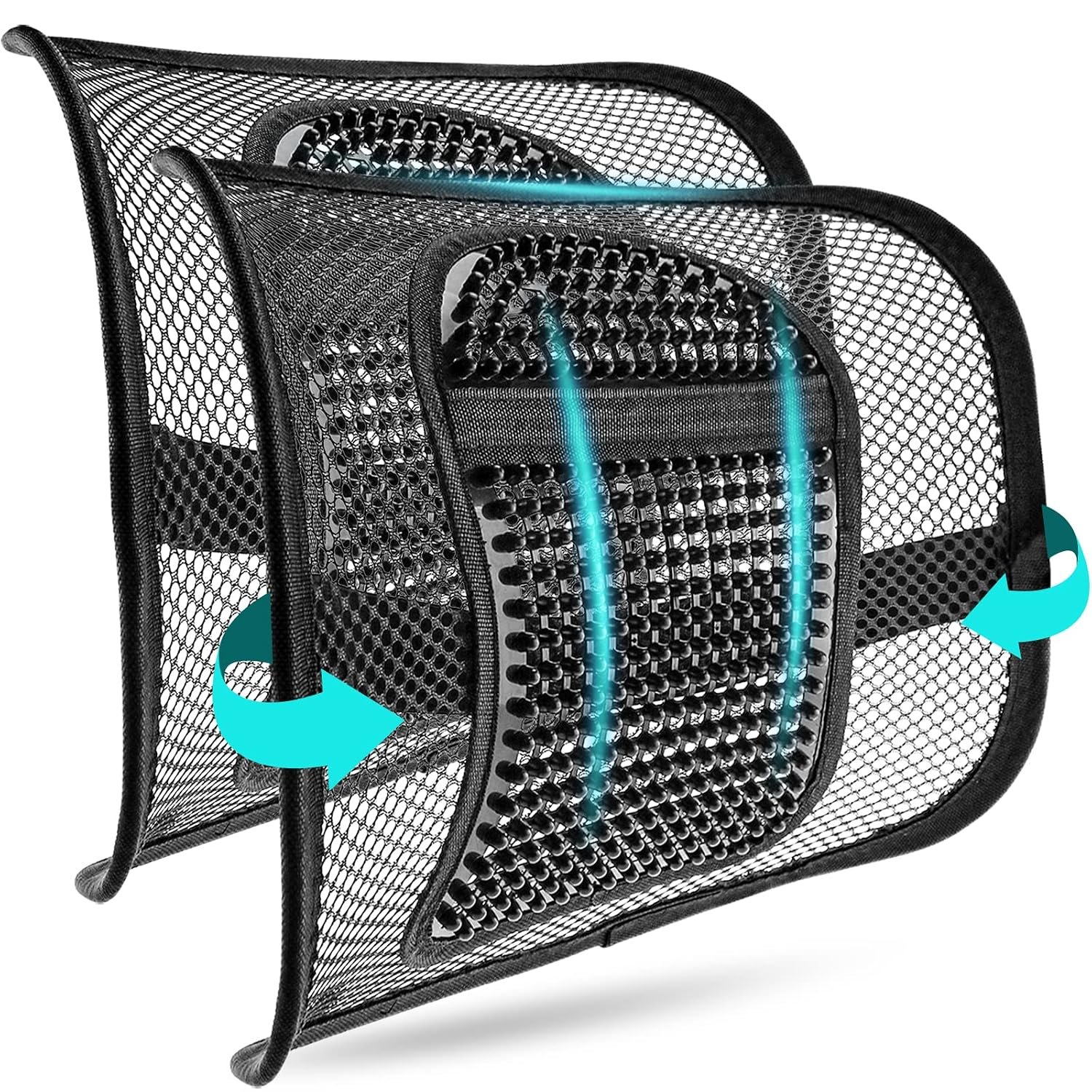 m zimoon 2 Pack Mesh Back Support, Mesh Lumbar Support Cushion Air Flow Chair Back Support with Elastic Strap Back Rest for Home Office Chair Car Seat Back Pain Relief