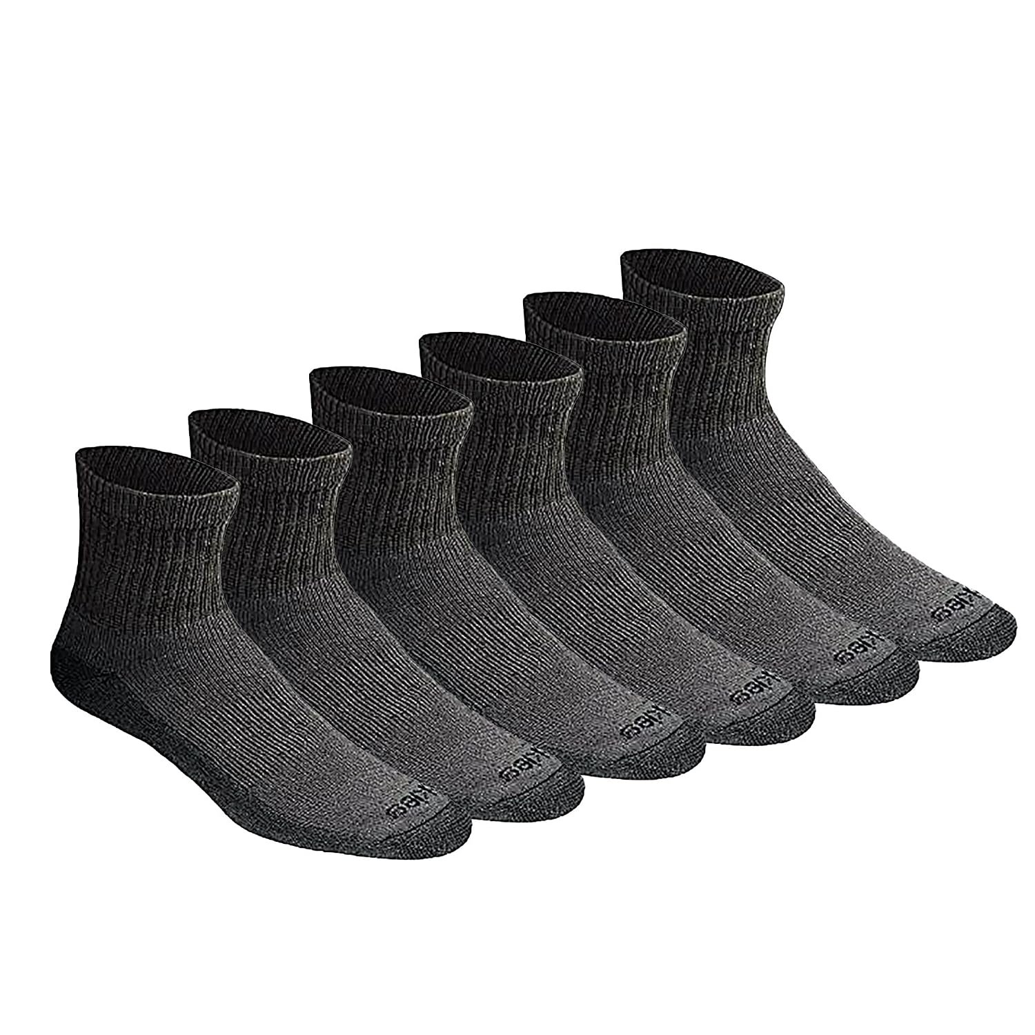 Dickies Men's Dri-tech Moisture Control Quarter Socks, Available in M-XXL (6, 12, 18, Charcoal (6 Pairs), Large (Pack of 6)