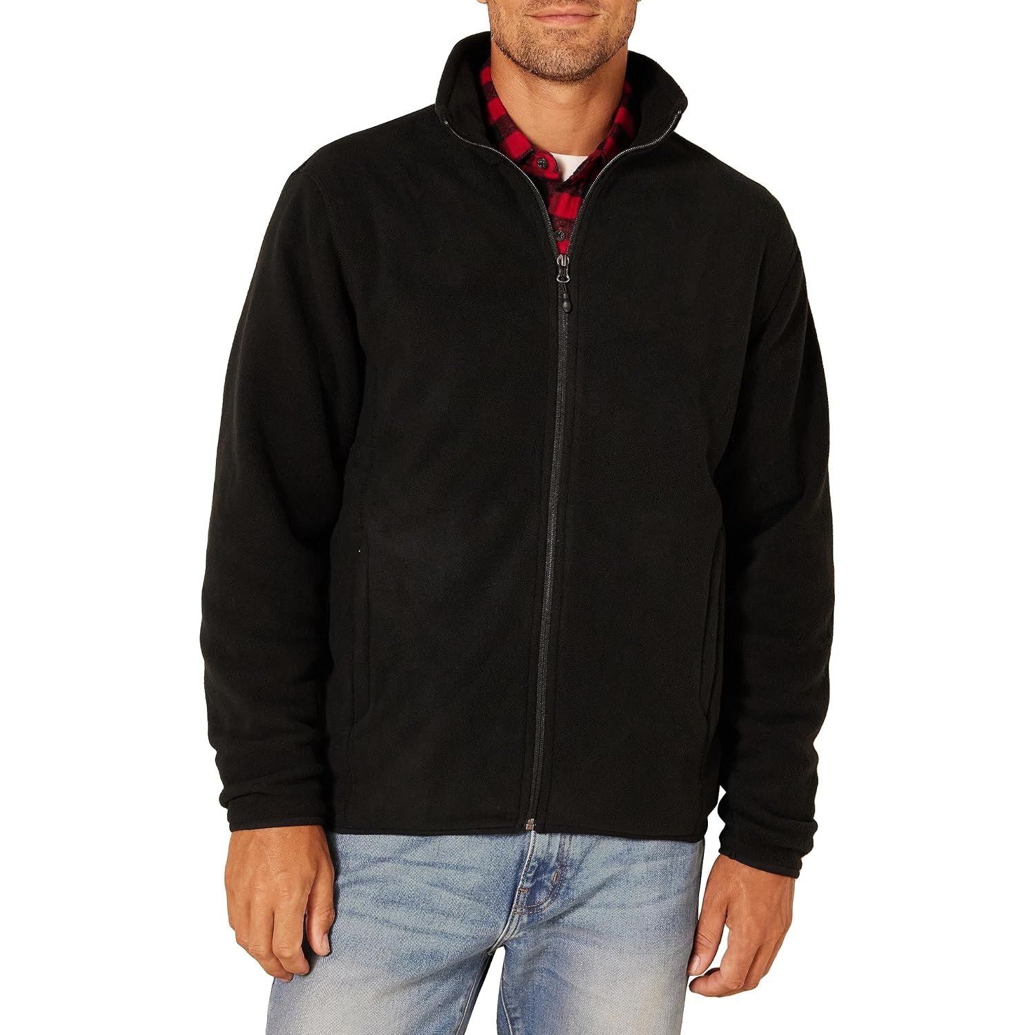 Amazon Essentials Men's Full-Zip Fleece Jacket (Available in Big & Tall), Black, M