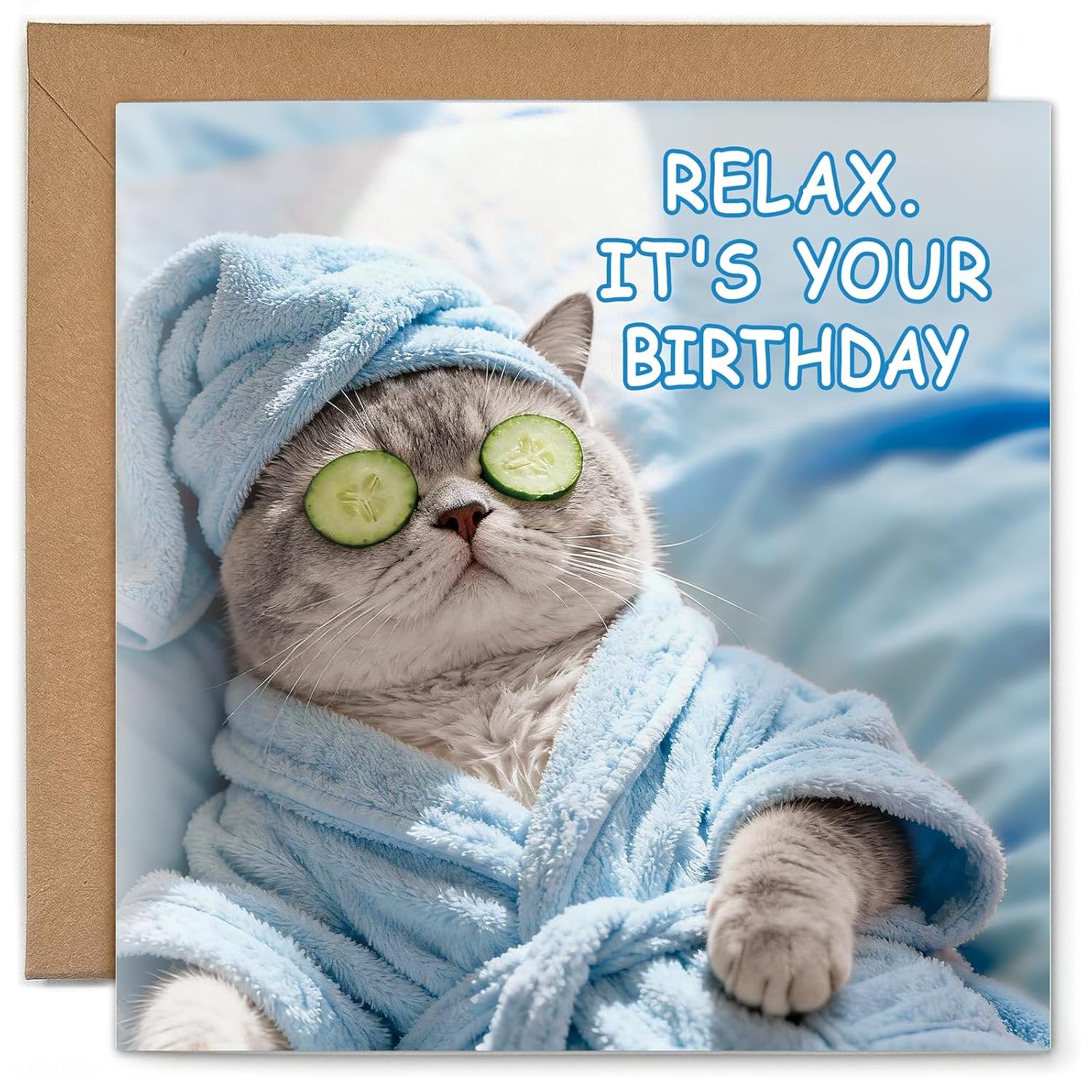YISCOKO Birthday Card with Envelope,Funny Birthday Cards for Women,Cat Themed Birthday Card Happy Birthday Card for Him Her Friend Cousin Colleague Mum Dad Teenager-Square Cards 148 * 148mm