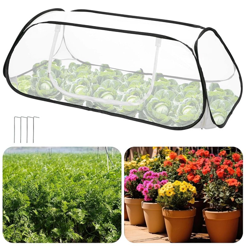 115 x 56 x 40Cm Pop Up Garden Mesh Plant Cover - Garden Pest Insect Barrier Netting - Garden Fruit Plant Tent Cage Protector for Protect Plant Vegetable Fruit from Birds Insects