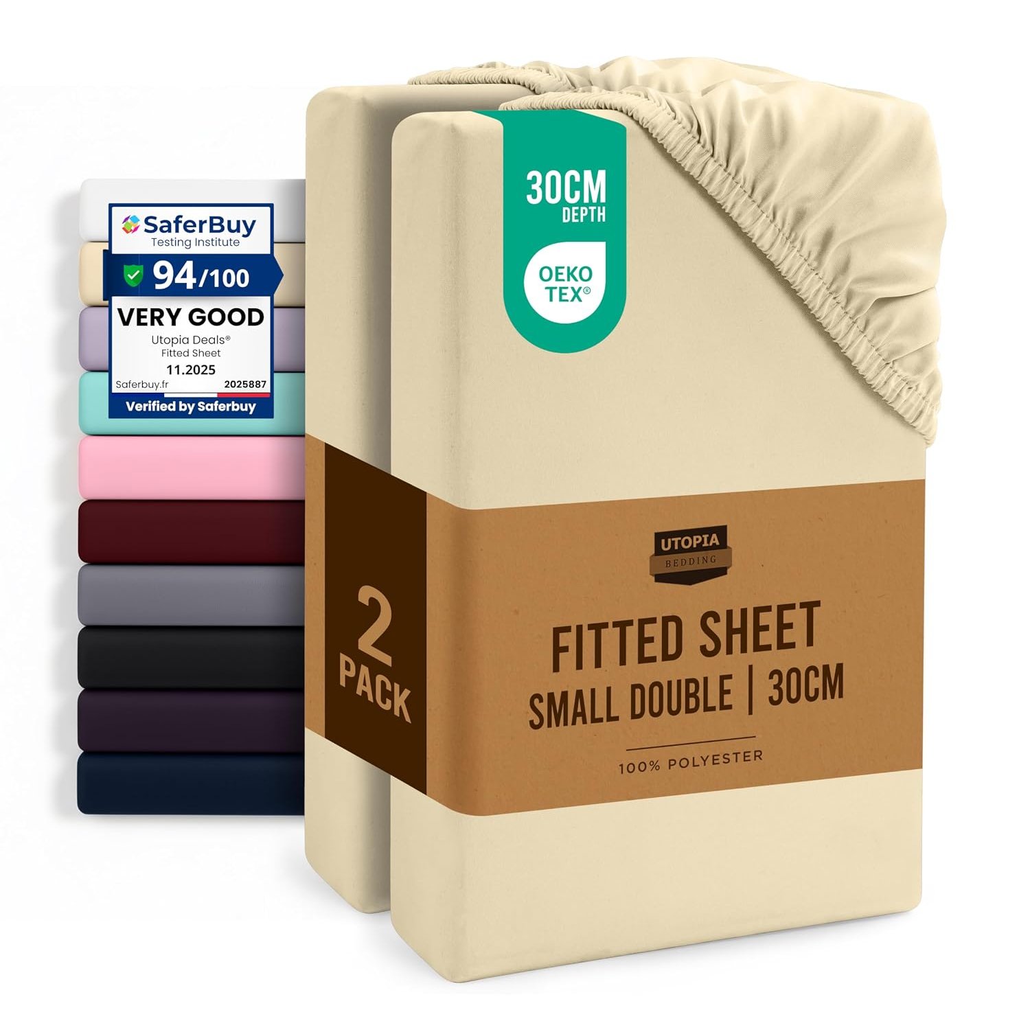 Utopia Bedding Fitted Sheet Super King (Bulk Pack of 16), Beige