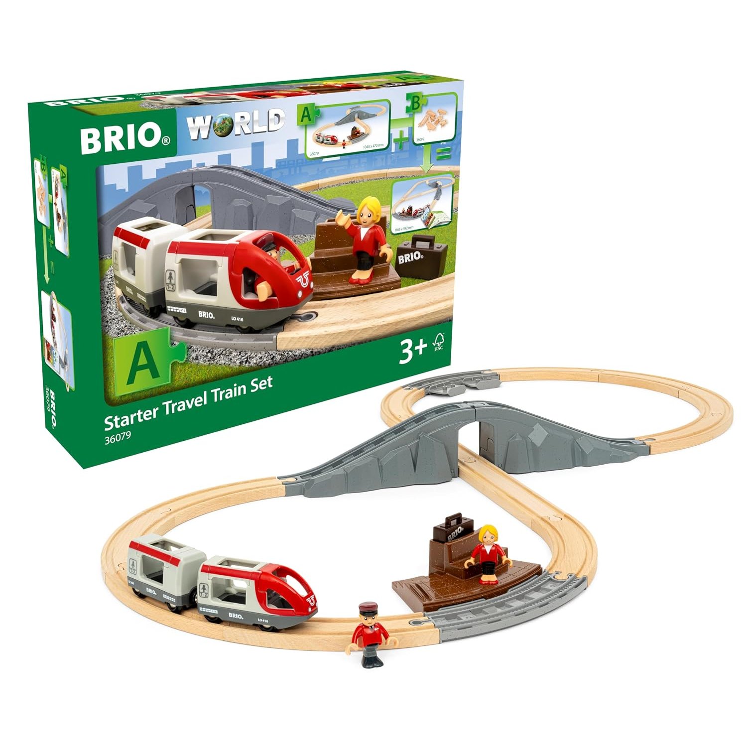 BRIO World Starter Train Set for Kids, 22 Piece Wooden Railway Toy with Figure 8 Track, Travel Train, Tunnel and Station, Ages 3 Years and Up