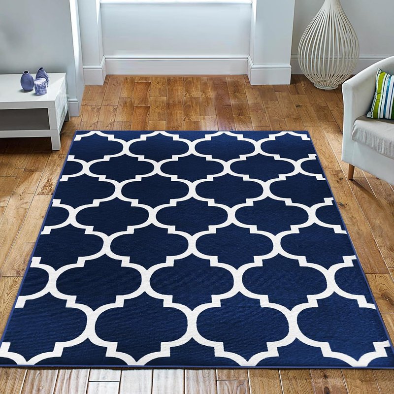Imperial Rooms Area Rugs for Bedroom - Rugs Living Room 120 x 170 Cm - Modern Floor Carpet - Non Shedding Soft Touch Easy to Clean Ava Navy Large Rug