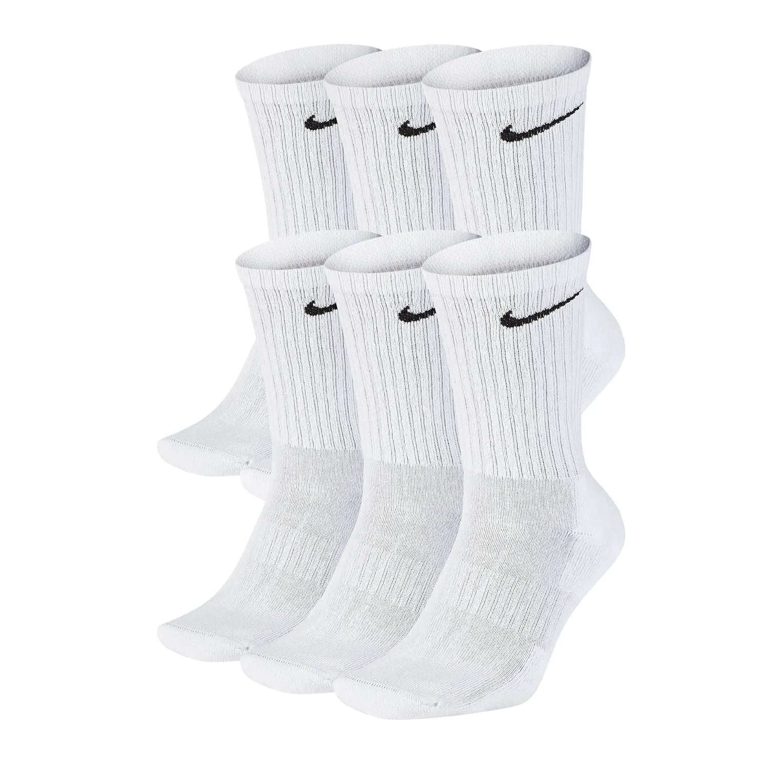 Nike womens Performance Cushion Crew Socks With Band (6 Pairs), White, LG (8-12)