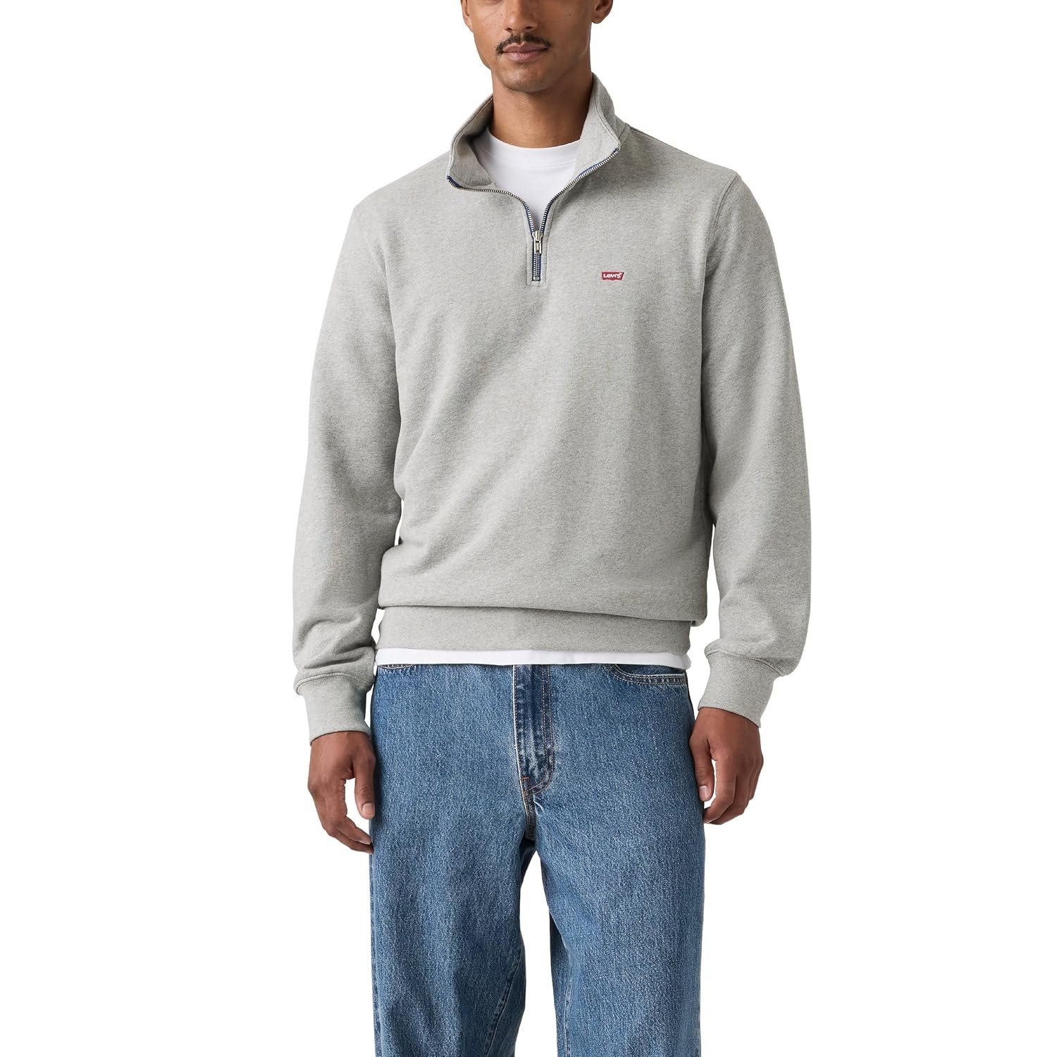 Levi's Original Hm 1/4 Zip Mid Tone Grey Heathe