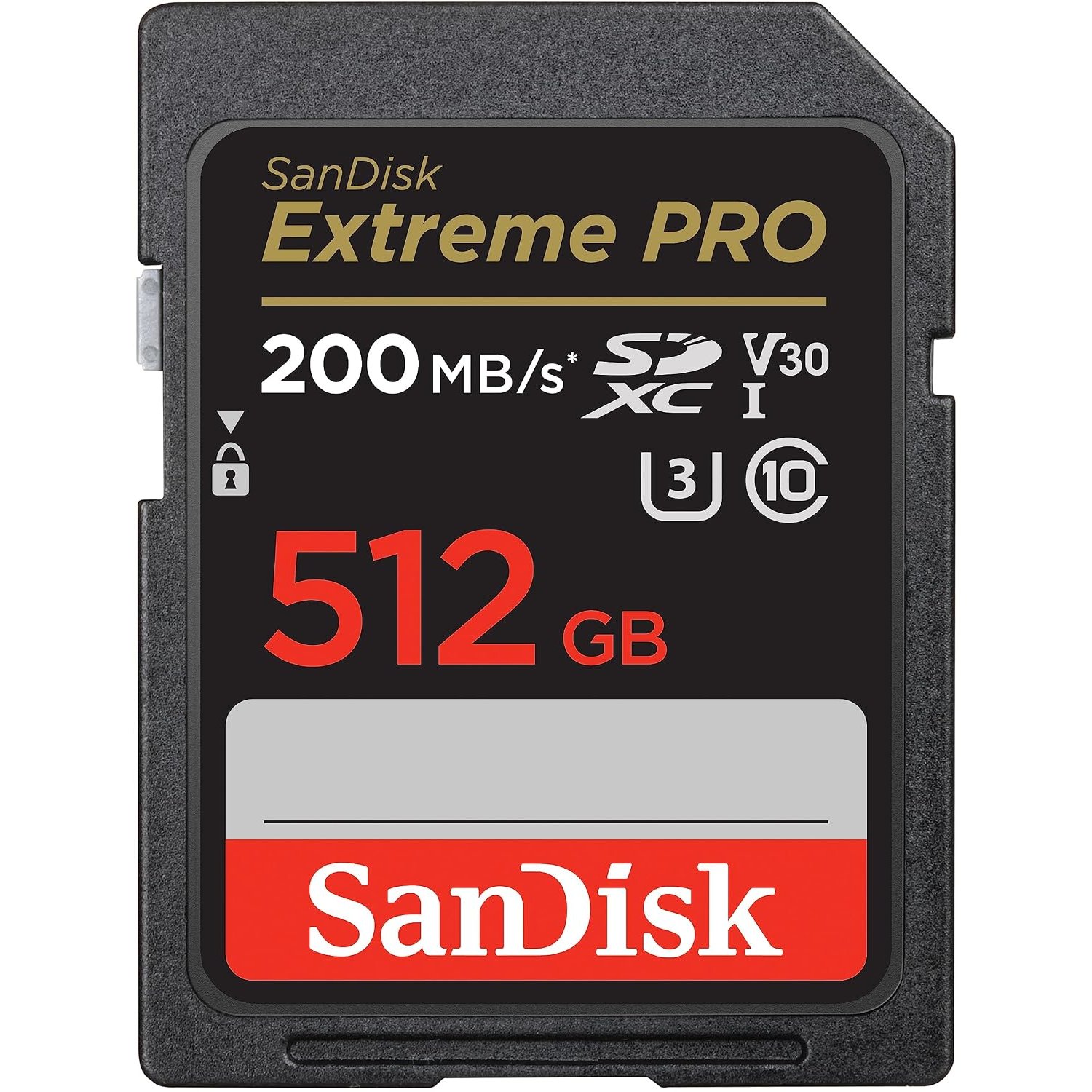 SANDISK Extreme PRO SDXC card 512GB (SD card up to 200 MB/s, V30 Memory Card, 4K UHD, SANDISK QuickFlow Technology, RescuePro Deluxe Data Recovery Software, UHS-I, Class 10, U3, V30)