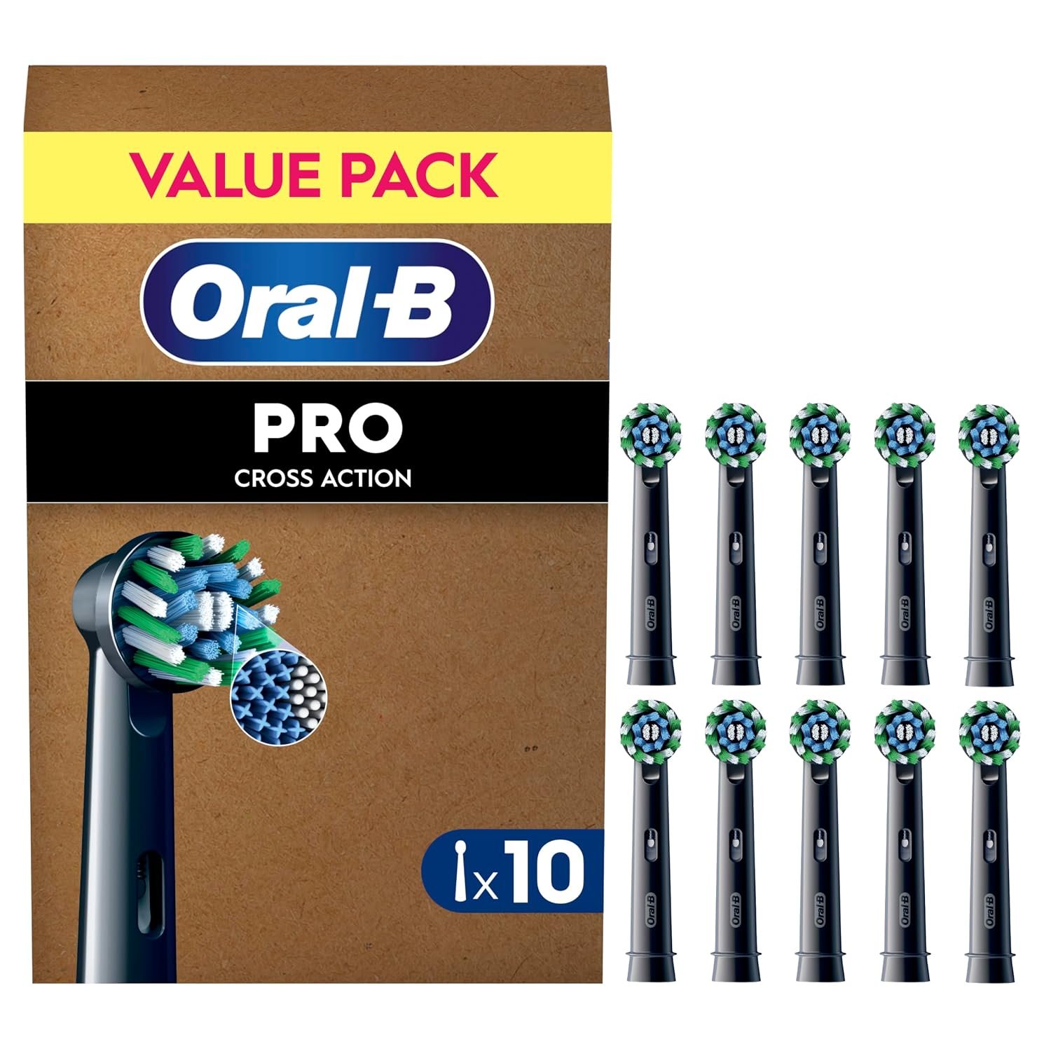 Oral-B Pro Cross Action Electric Toothbrush Heads, 10 Count, Black