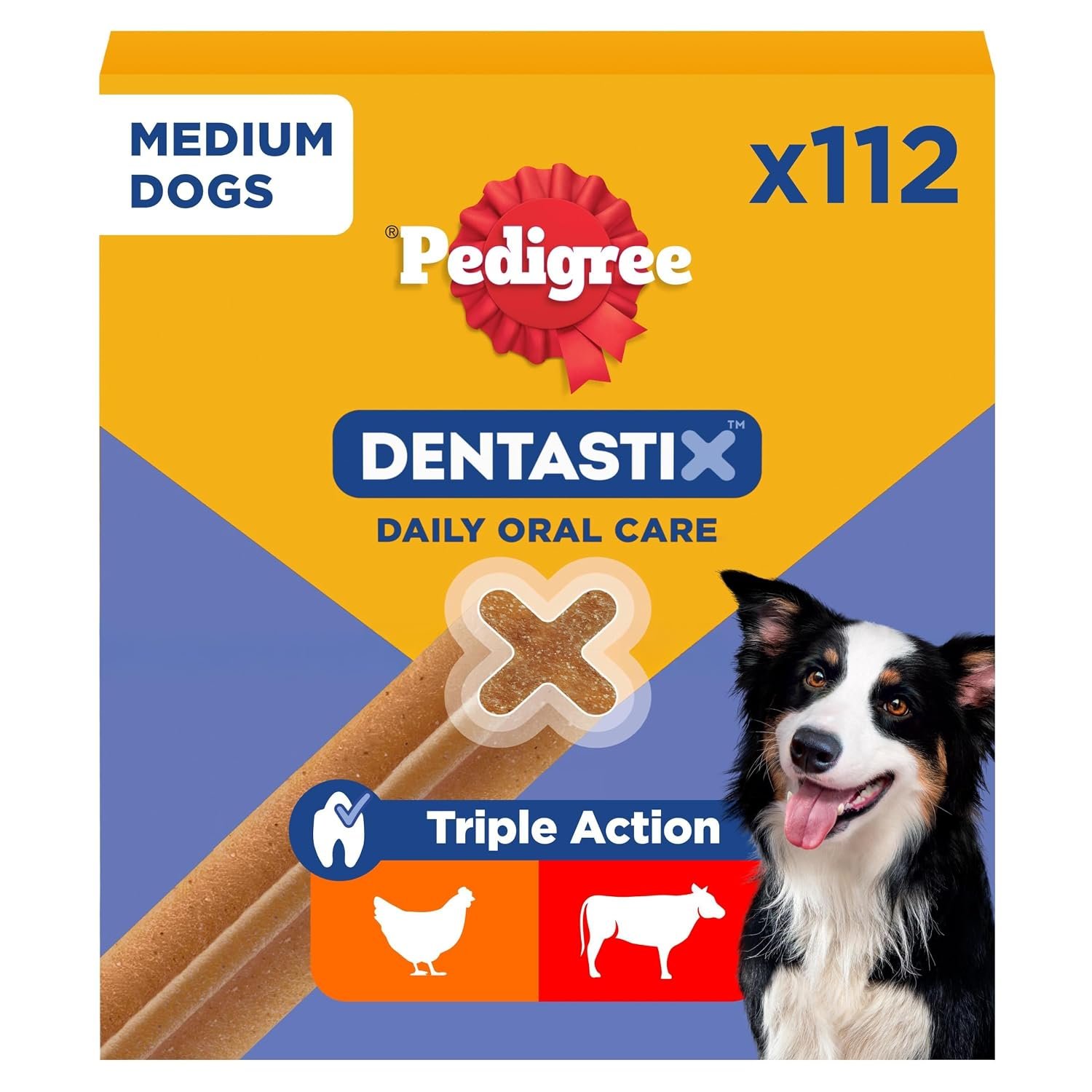 Pedigree DentaStix - Daily Dental Chews For Medium Dogs (10-25 kg), 112 Sticks