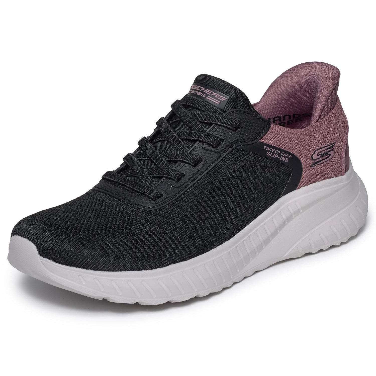 Skechers Women's Bobs Squad Chaos Current Muse Slip-in Trainers, Black Mauve Textile, 5.5 UK
